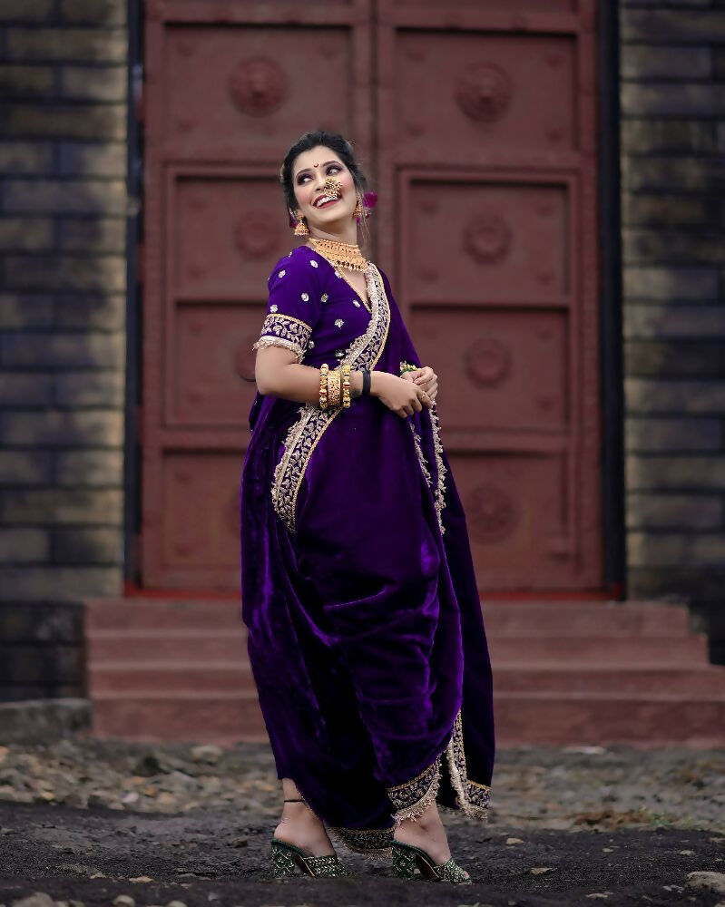 Joban Fashion Blue 9000 Velvet Party Wear Sarees