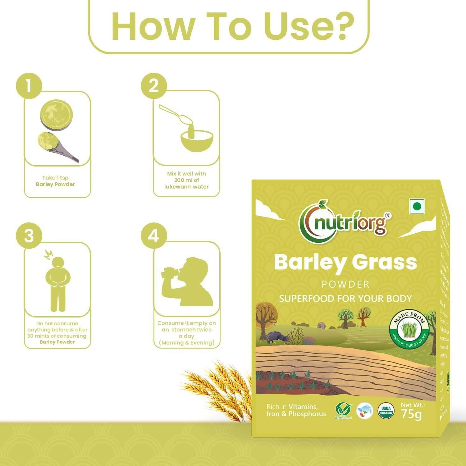 Nutriorg Certified Organic Barley Grass Powder 