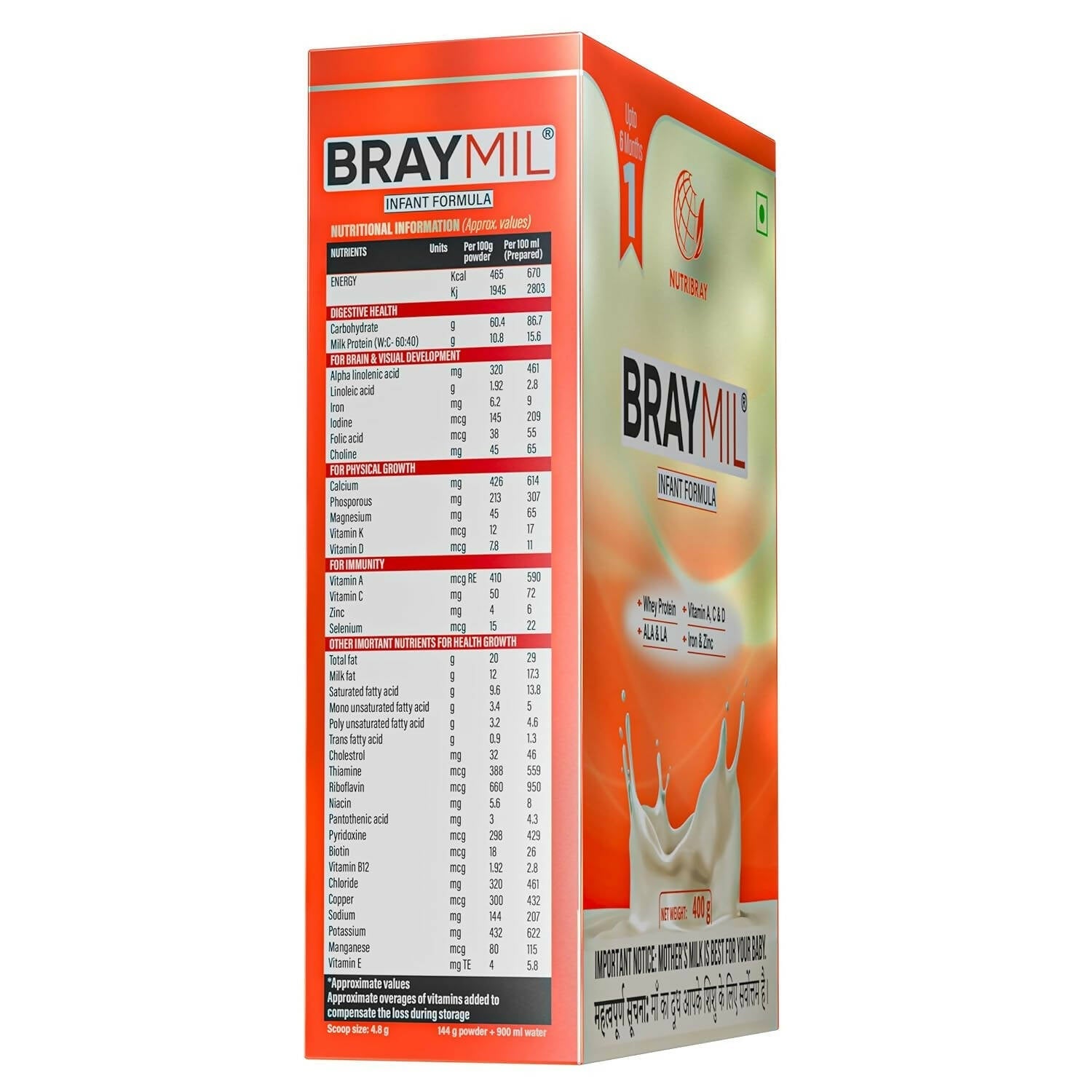 Braymil 1 Infant Formula Milk Powder (Upto 6 Months) 