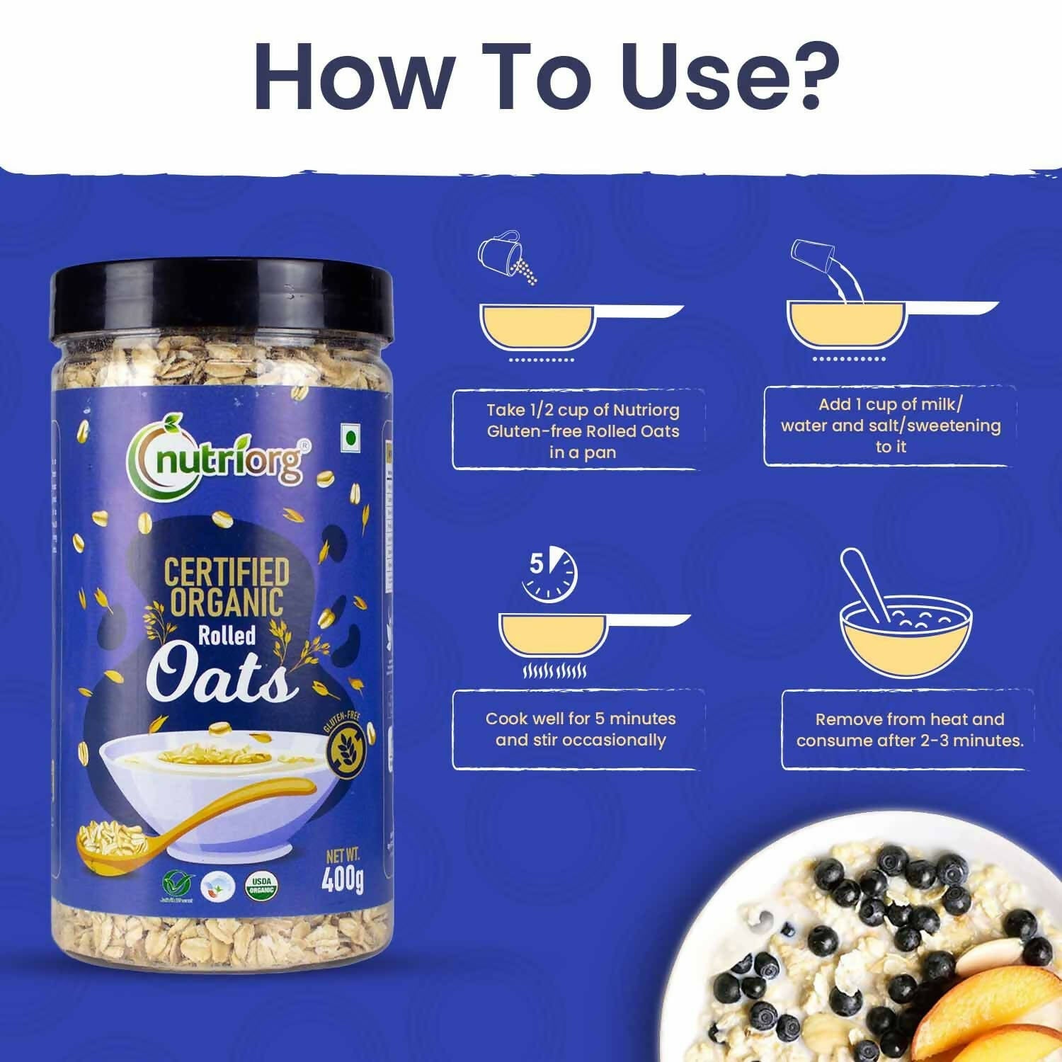 Nutriorg Certified Organic Rolled Oats - Grab2buy