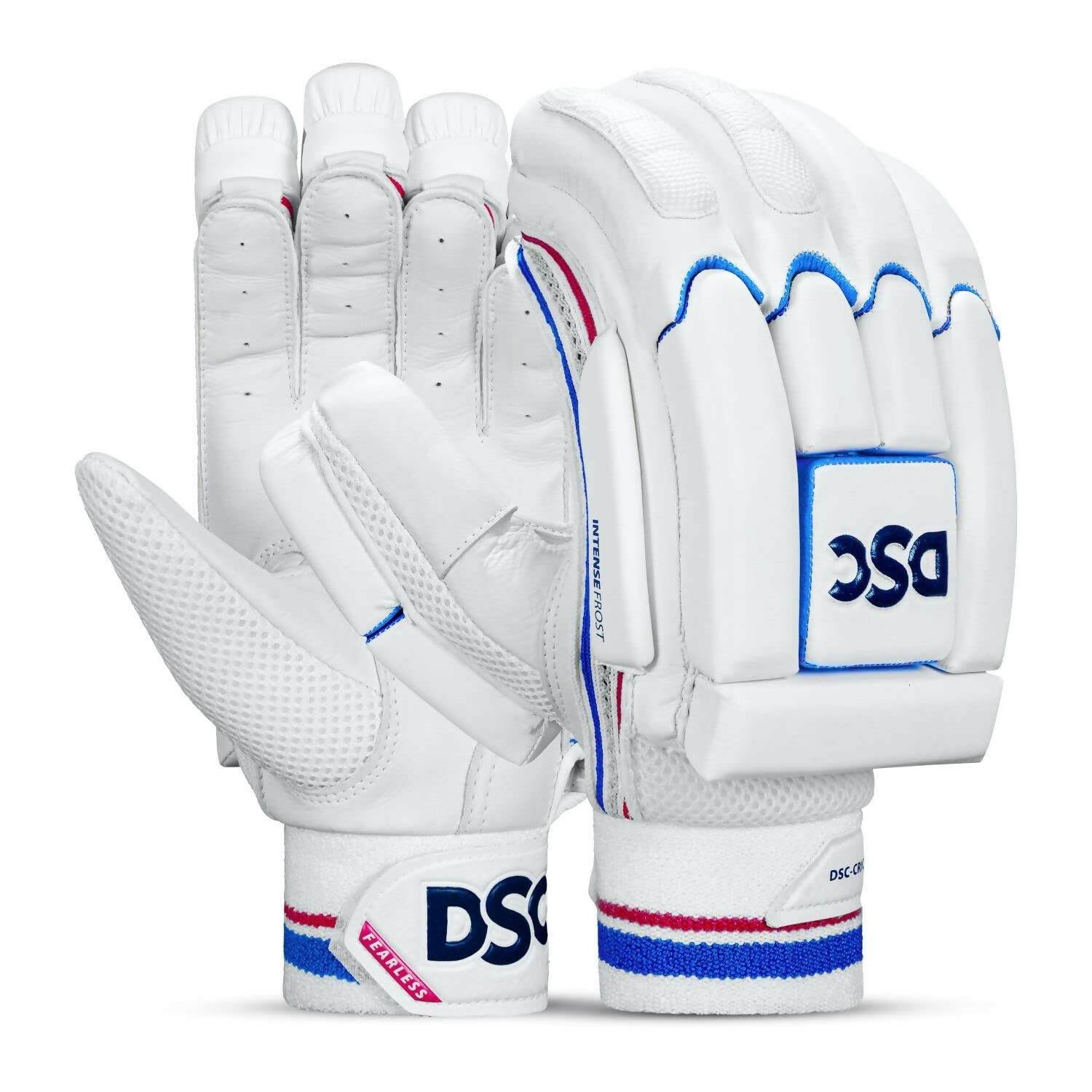 DSC Intense Frost Leather Cricket Batting Gloves for Mens - Right Hand, White, One Size 