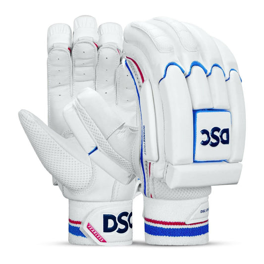 DSC Intense Frost Leather Cricket Batting Gloves for Mens - Right Hand, White, One Size 