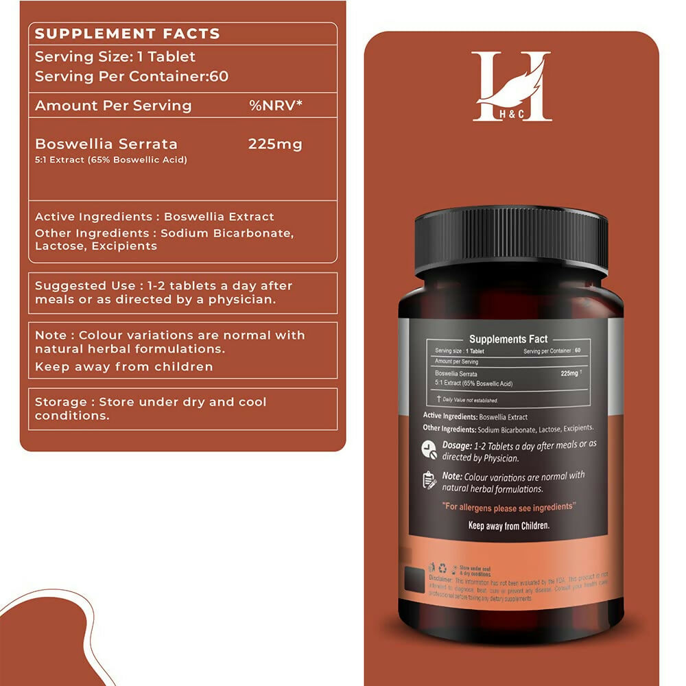 H&C Herbal Boswellia Extract Quick Dissolving Tablets 