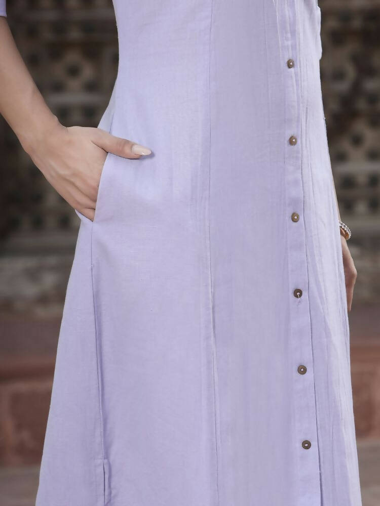 Juniper Women`s Lilac Cotton Flex Solid A-Line Kurta