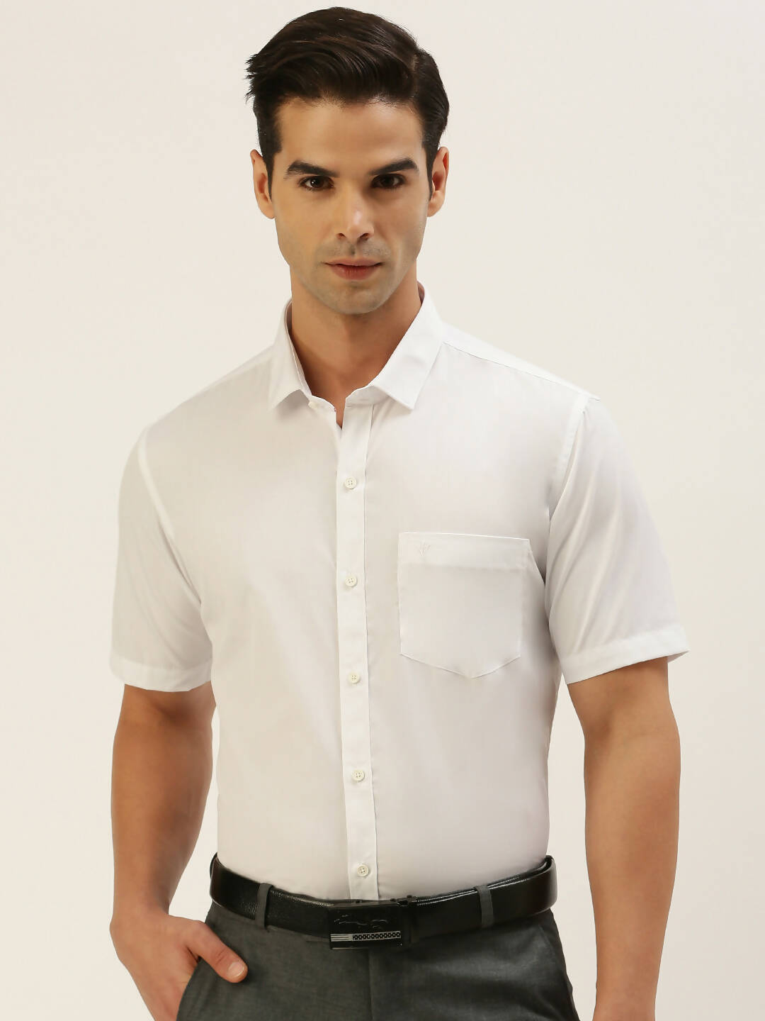 Ramraj Cotton Mens Half Sleeve Formal 100% Cotton White Shirt 