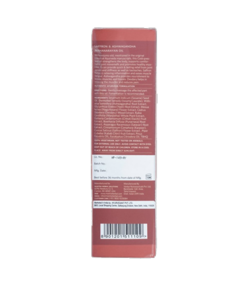 Mantra Herbal Saffron & Ashwagandha Mahanarayan Oil 