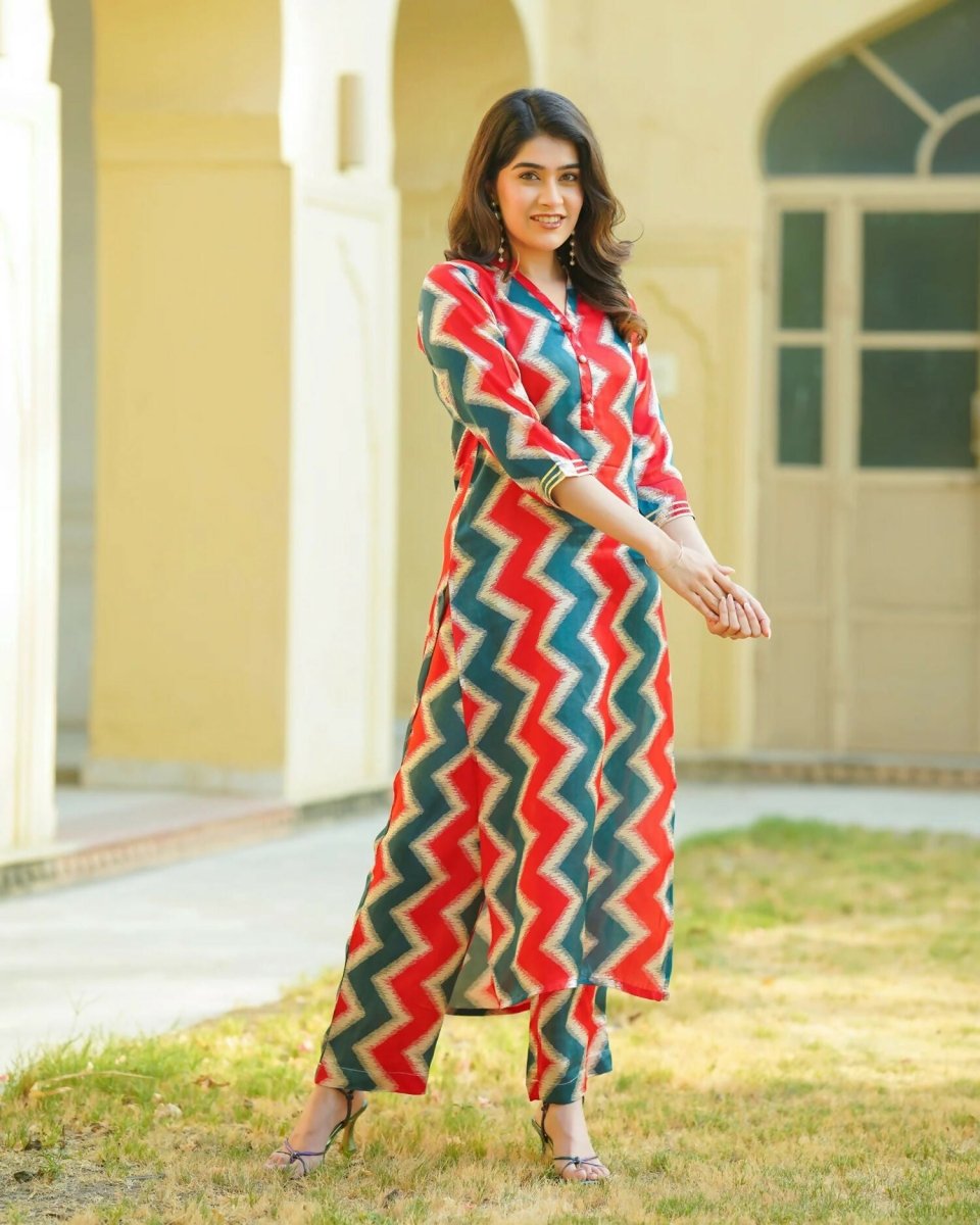 Aayaa Pure Muslin printed Kurti & Pant - Multi Color
