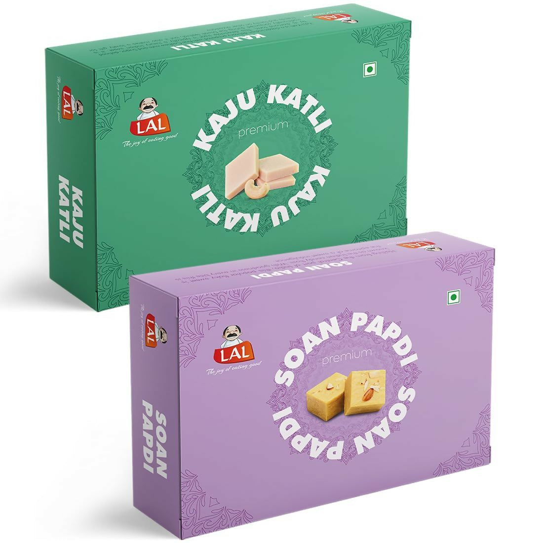 Lal Sweets Combo Pack - Kaju Katli 400 g & Soan Papdi Premium 400g| Desi Cow Ghee Indian Sweet Box Combo 