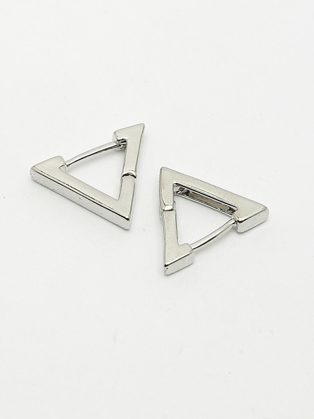 NVR Men's Silver-Plated Geometric Shape Stainless Steel Studs Earring