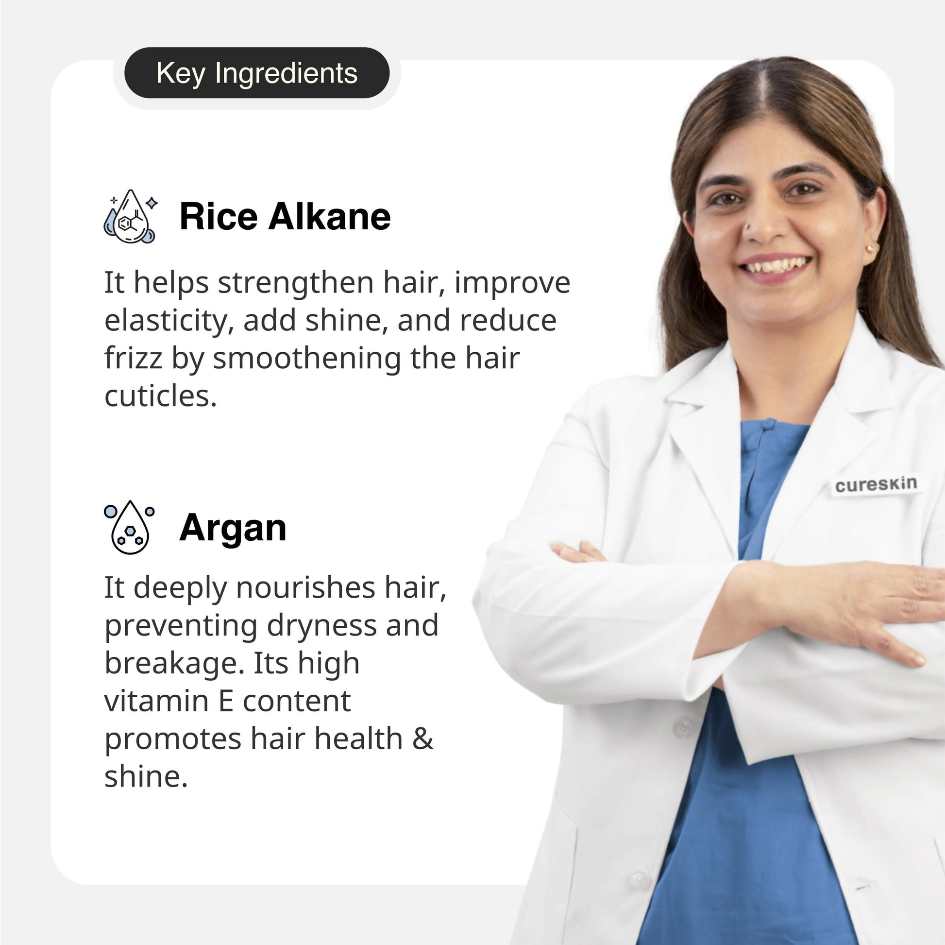 Cureskin Smooth and Shine Hair Serum Helps Reducing Hair Breakage, Frizz 