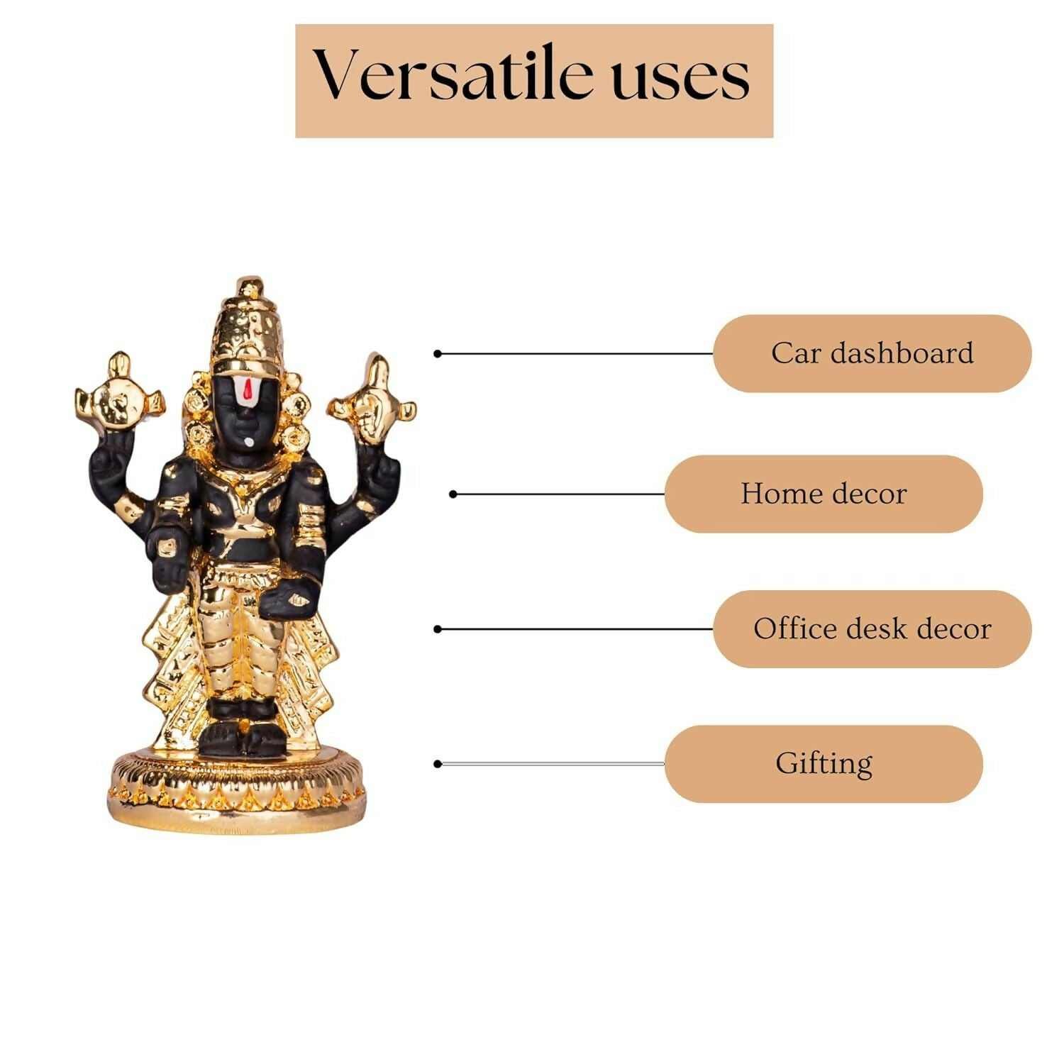 House Of Wemy Gold-Polished Premium Balaji Statue 