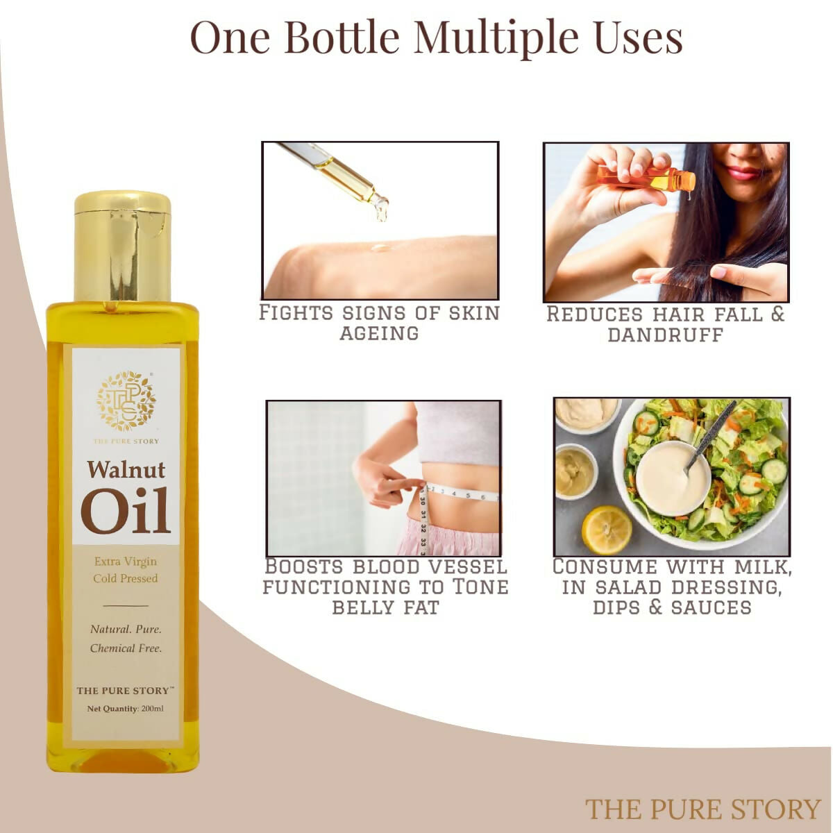 The Pure Story Natural Cold Pressed Oil for Hair & Skin with Walnut  Grab2Buy The Pure Story Grab2Buy