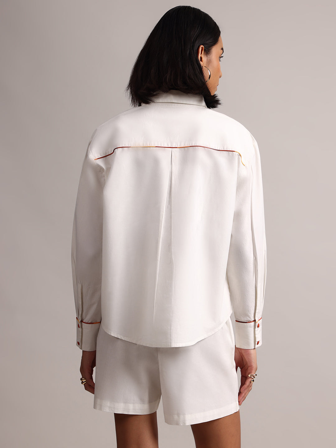 Zaccai Women's White Poplin Solid Co-Ords 