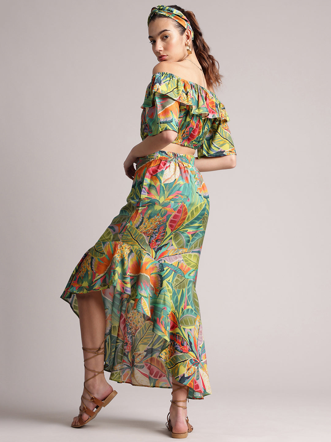 Zaccai Women's Green Muslin Tropical Co-Ords 