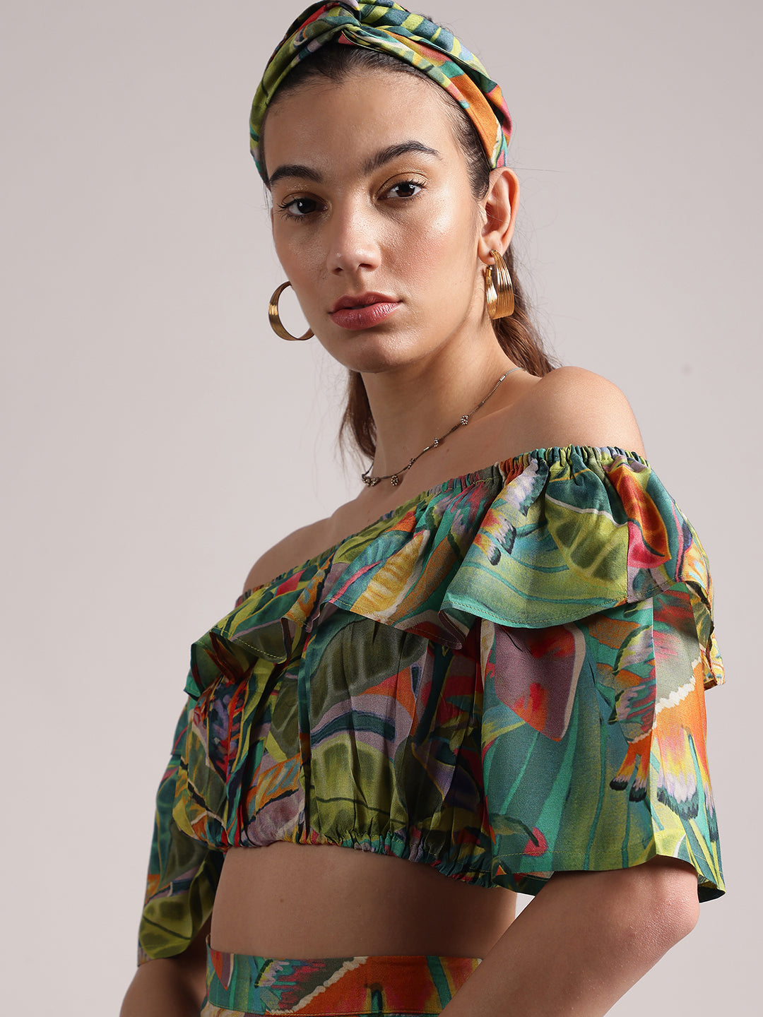 Zaccai Women's Green Muslin Tropical Co-Ords 