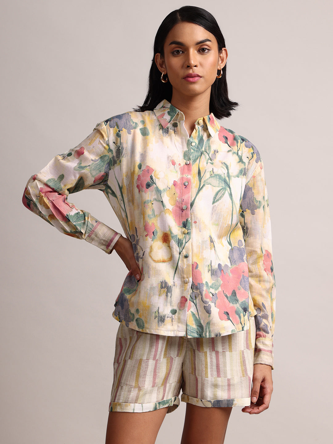 Zaccai Women's Yellow Linen Floral Co-Ords 