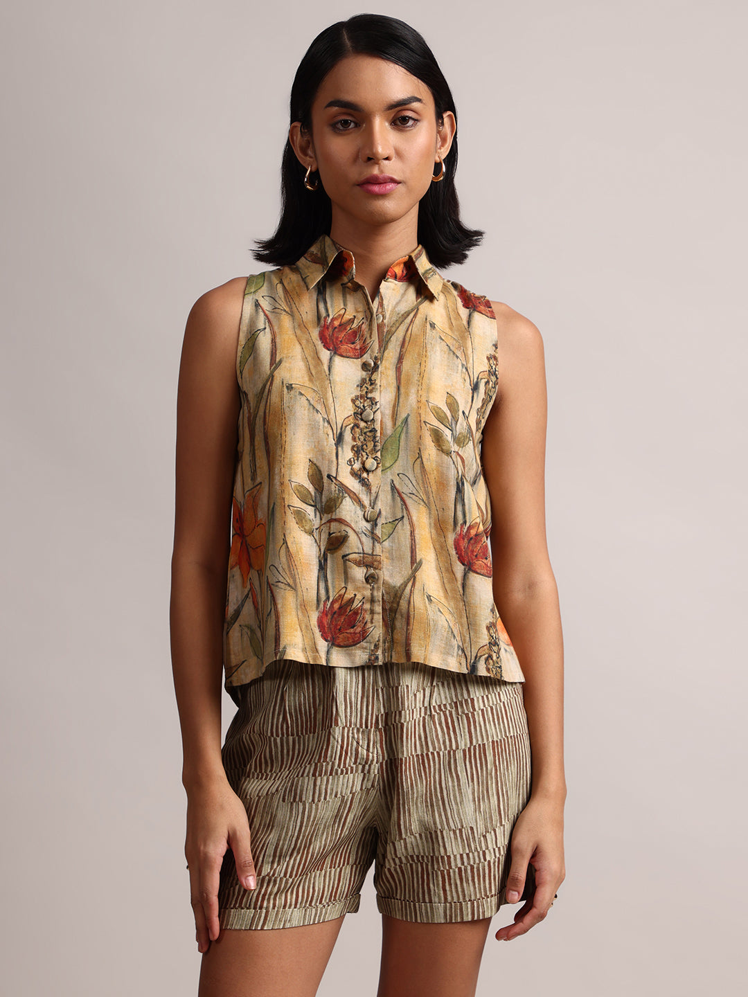 Zaccai Women's Yellow Linen Floral Co-Ords 