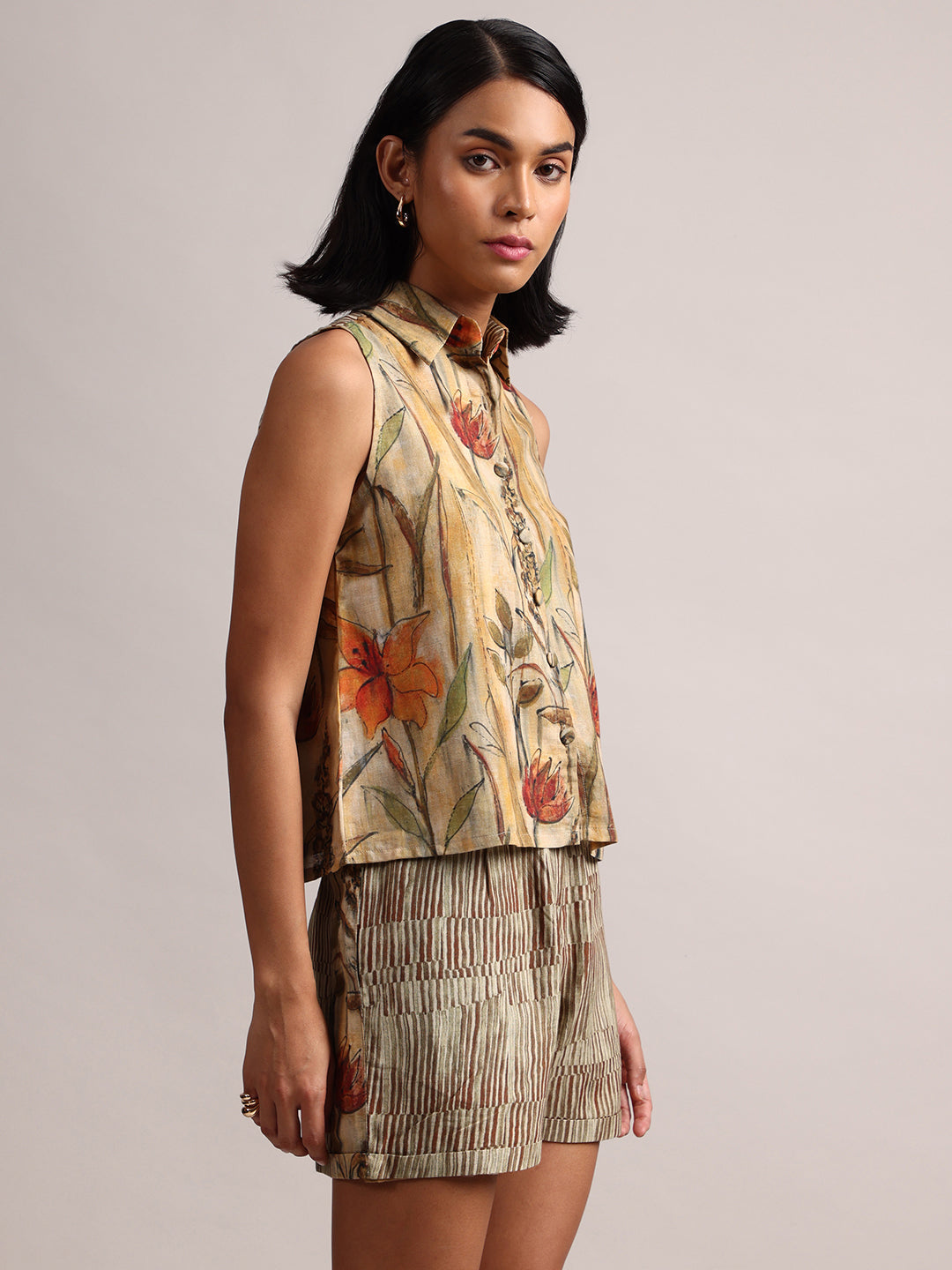 Zaccai Women's Yellow Linen Floral Co-Ords 
