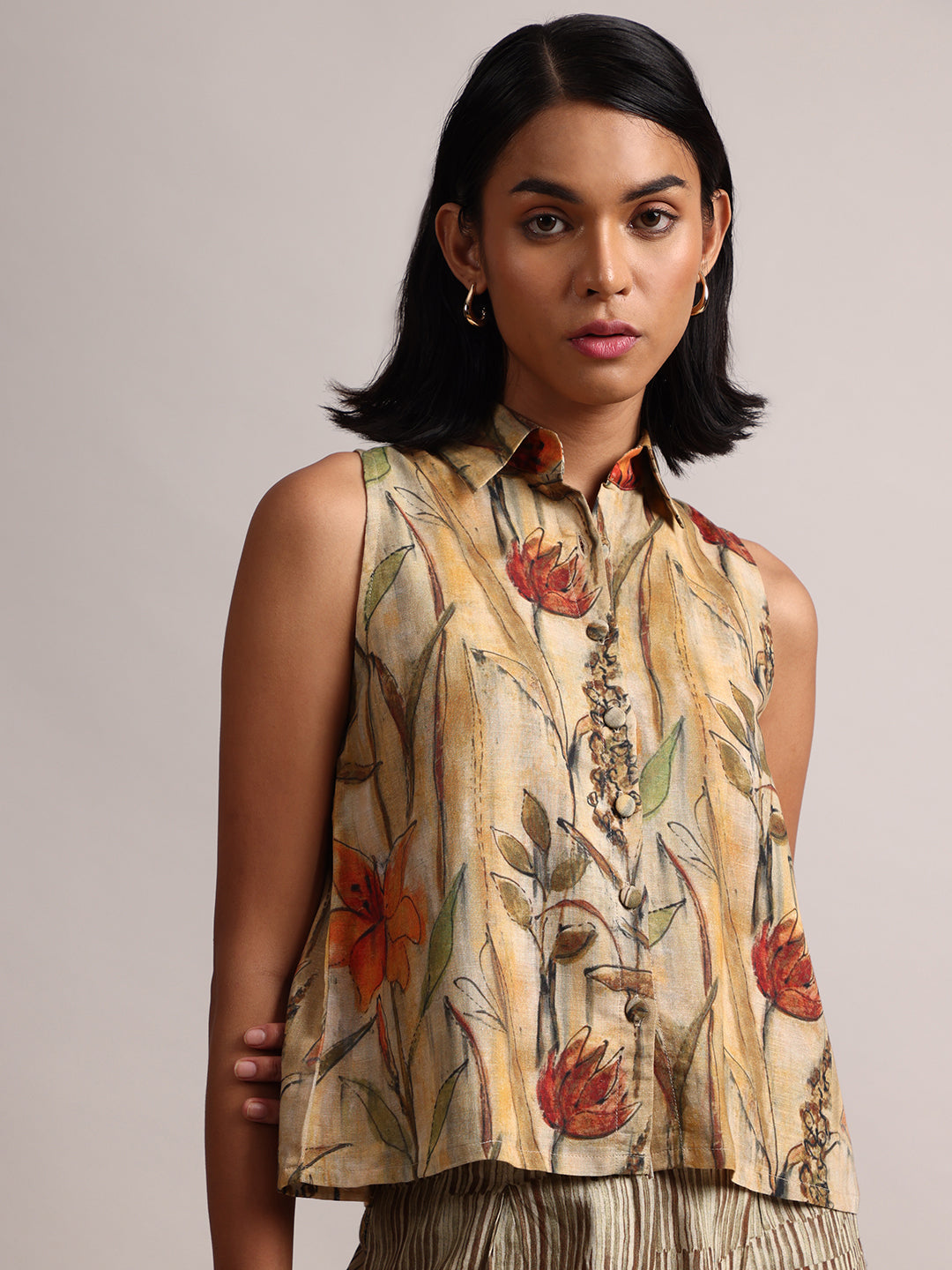 Zaccai Women's Yellow Linen Floral Co-Ords 
