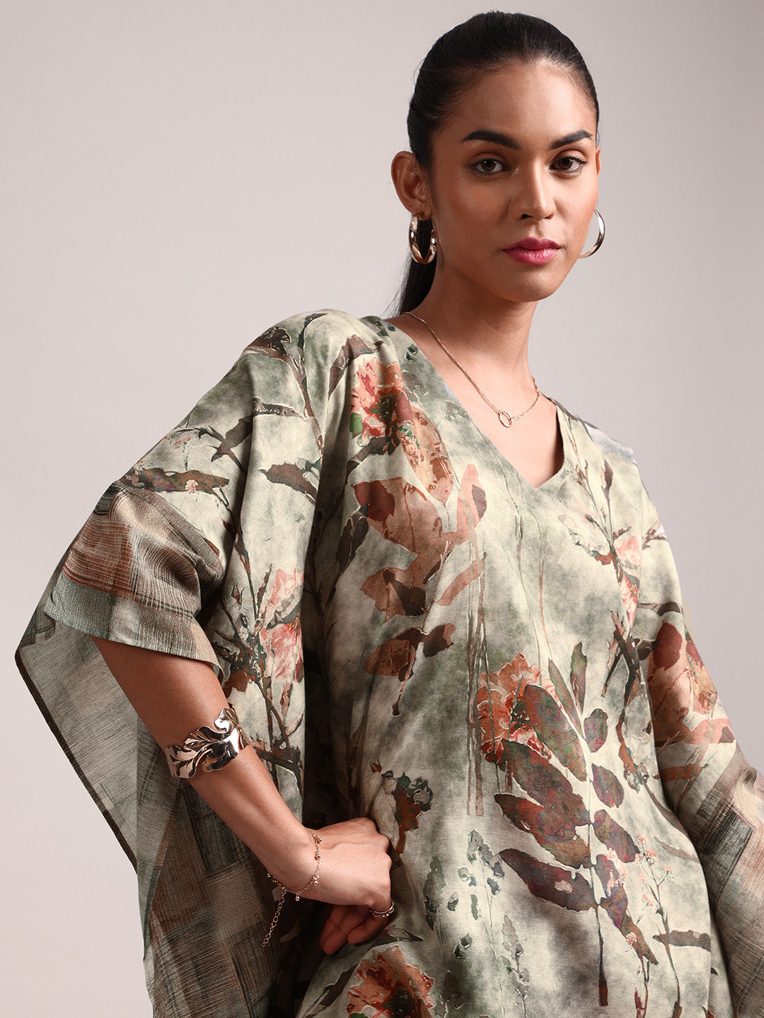 Zaccai Women's Grey Cotton Linen Floral Co-Ords 
