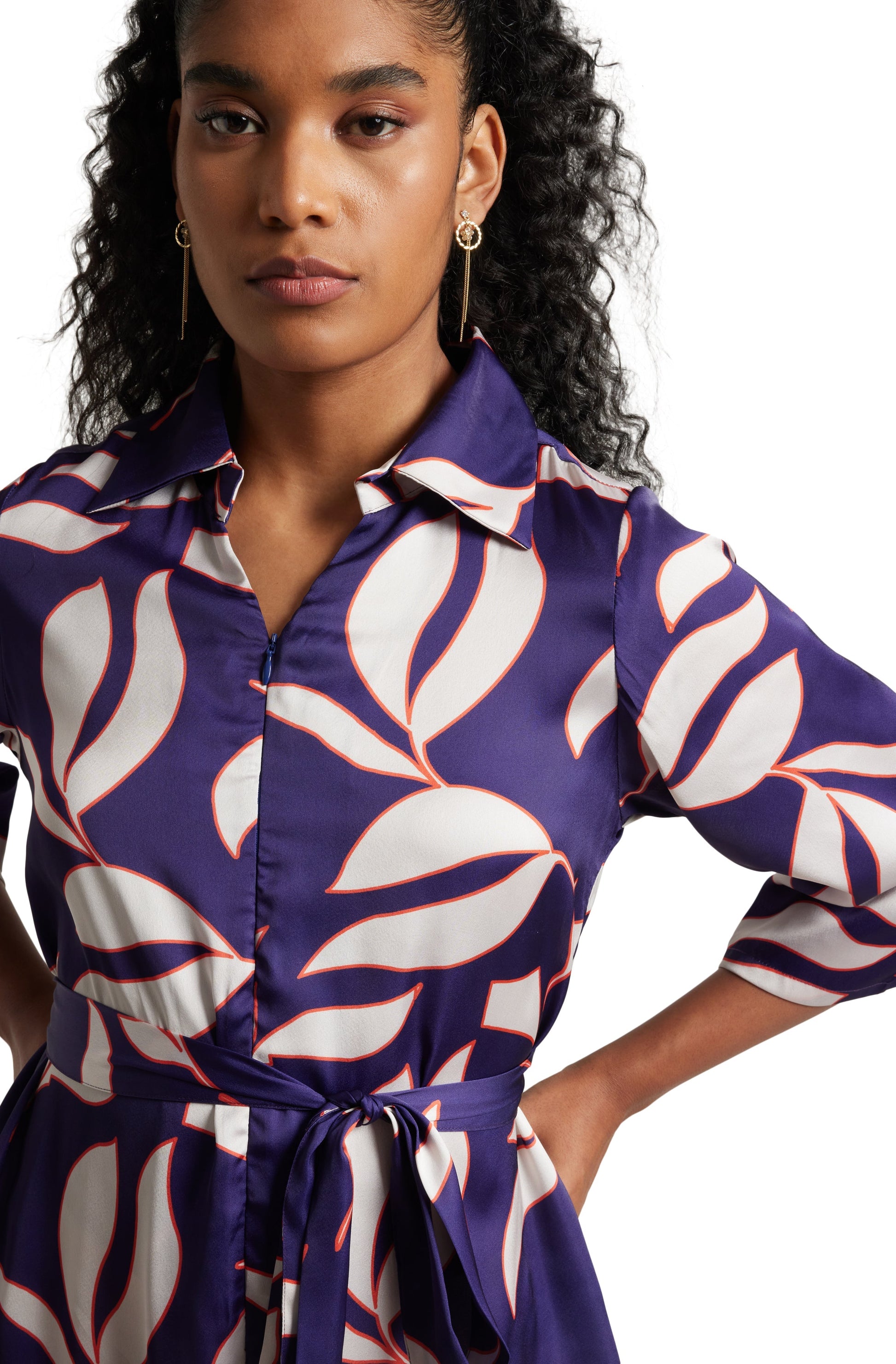 Zaccai Women's Purple Satin Abstract Jumpsuit 