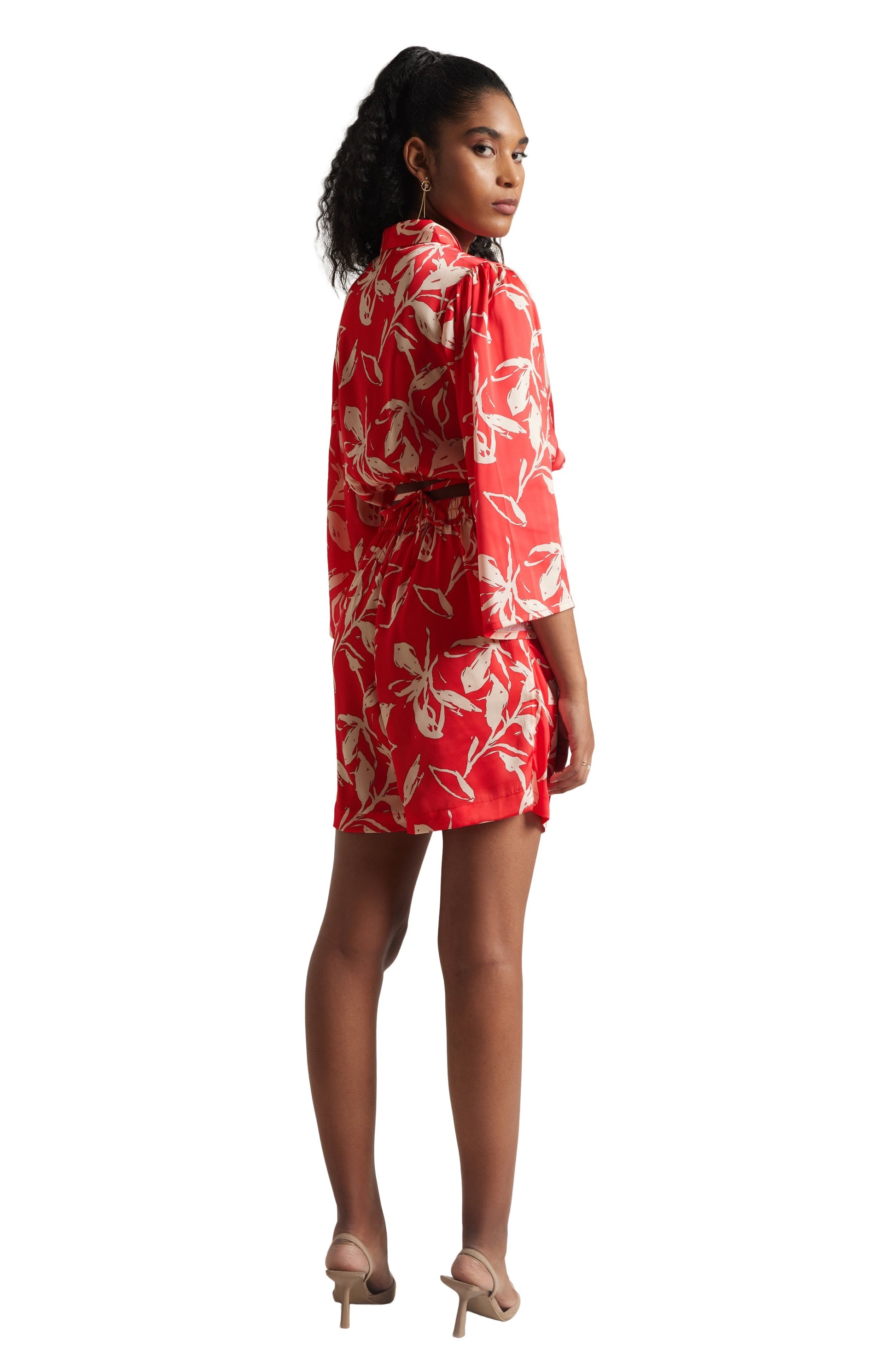 Zaccai Women's Red Satin Abstract Co-ord Set 