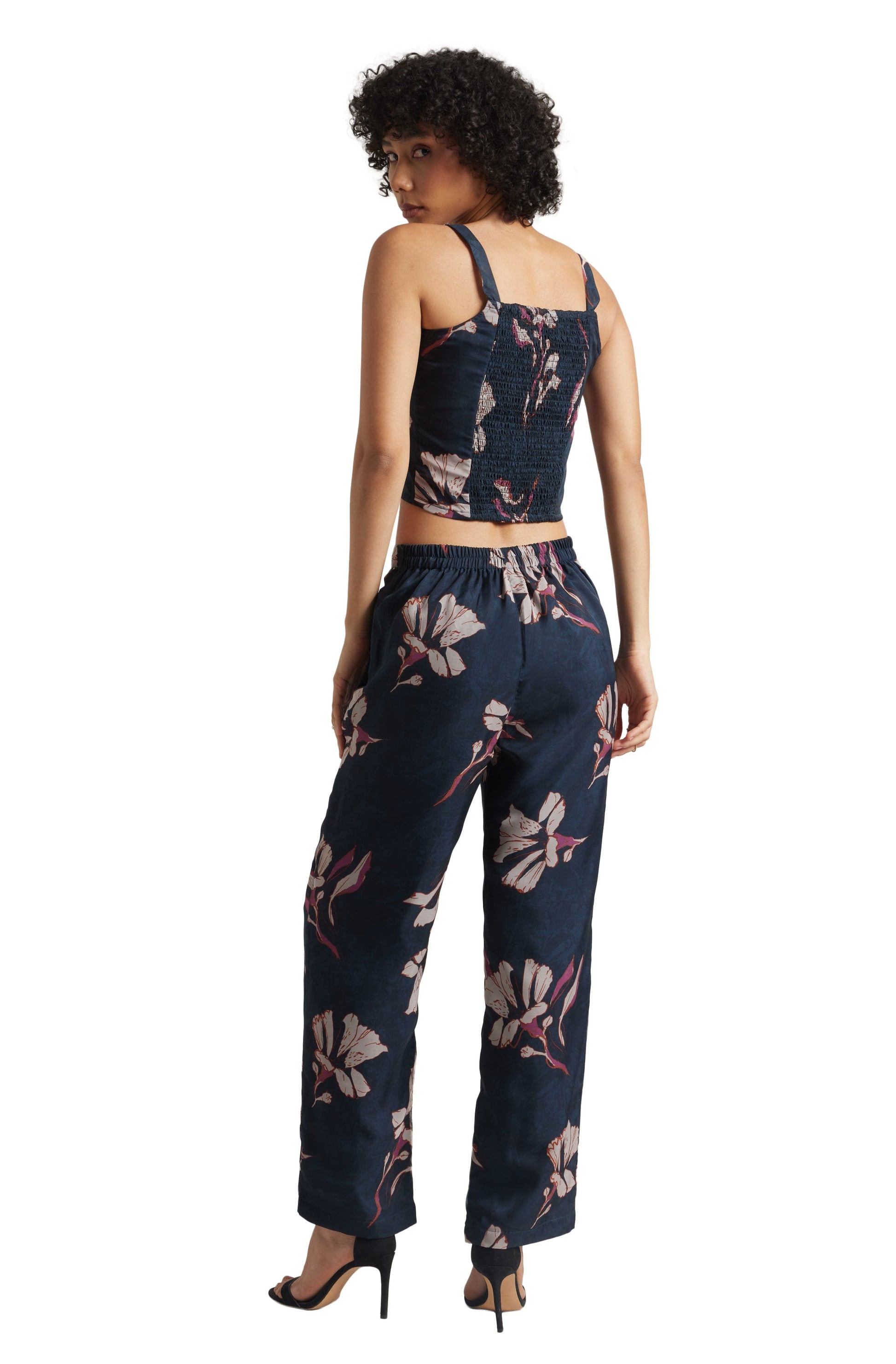 Zaccai Women's Navy Organza Floral Co-ord Set 