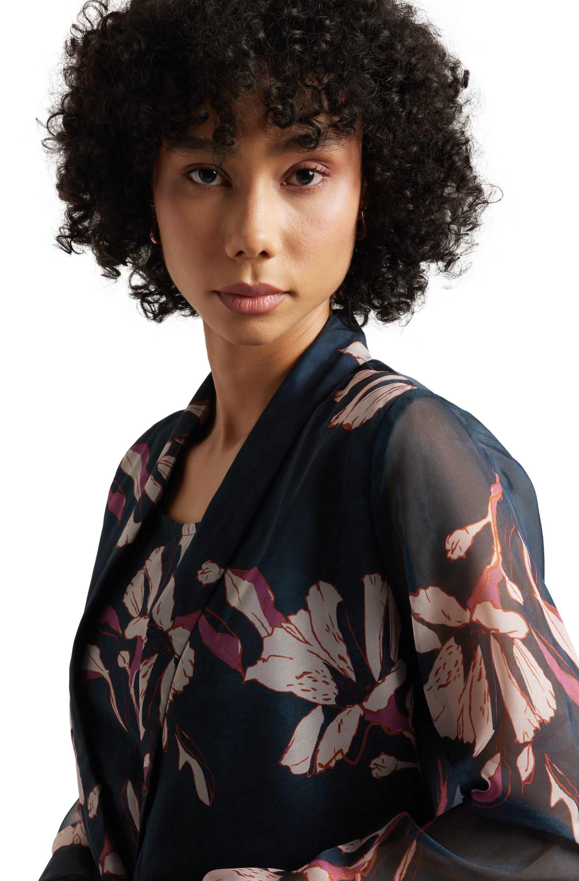 Zaccai Women's Navy Organza Floral Co-ord Set 