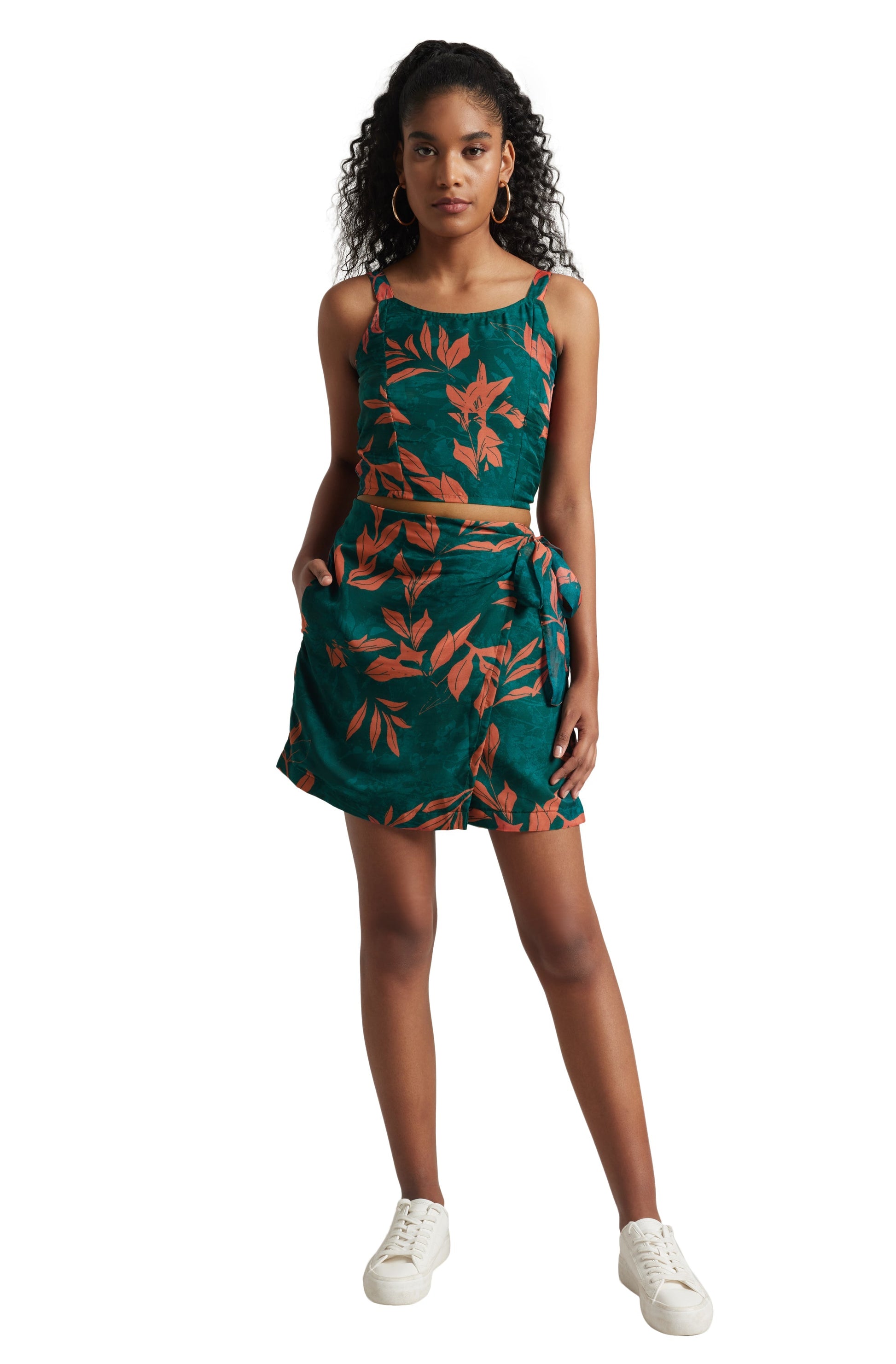Zaccai Women's Teal Green Organza Abstract Co-ord Set 