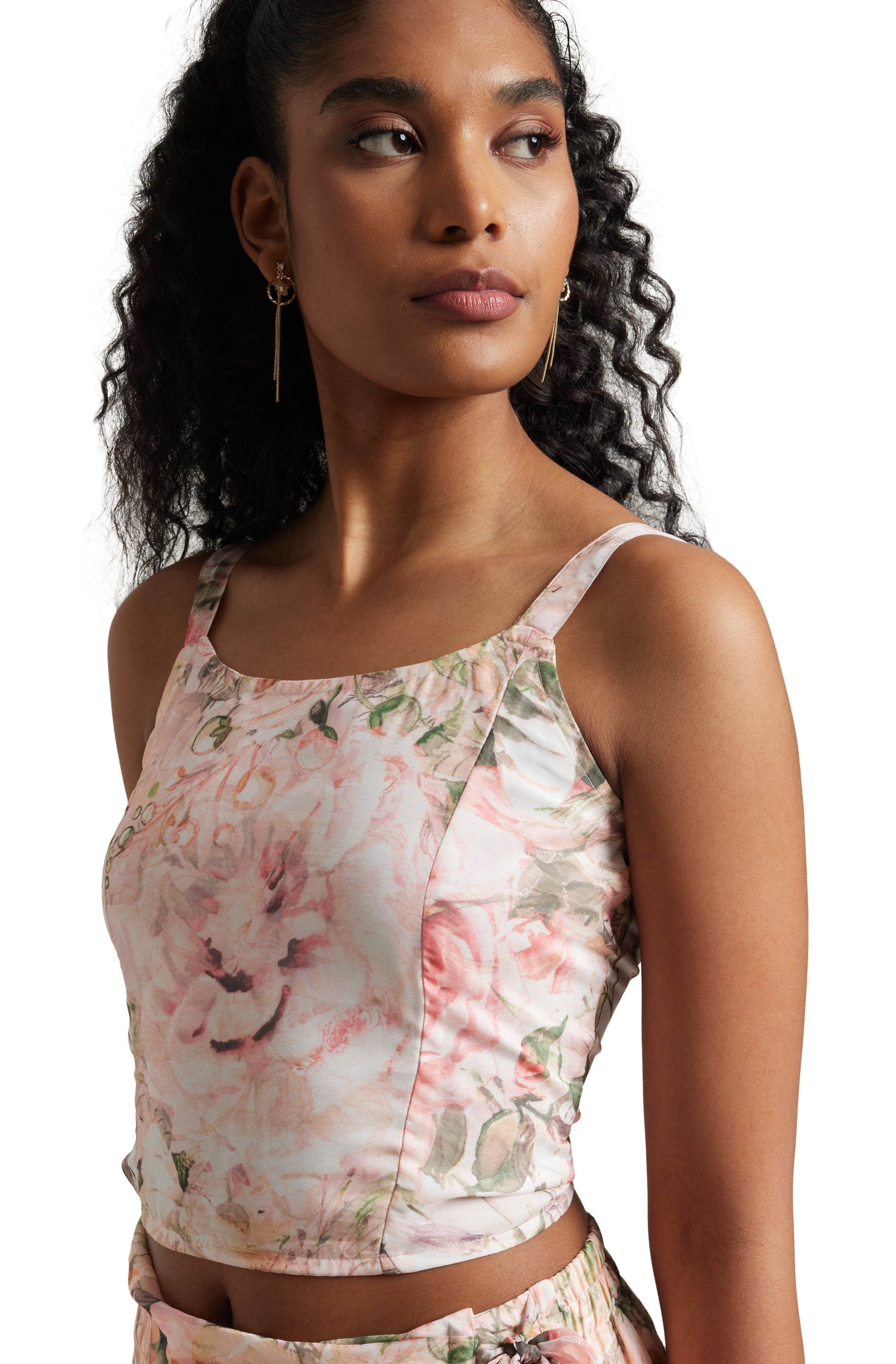 Zaccai Women's Beige Organza Floral Co-ord Set 