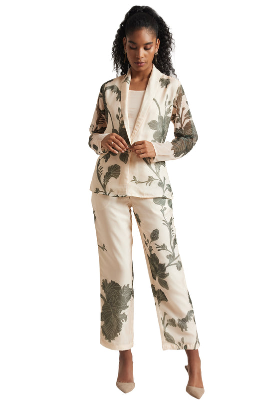 Zaccai Women's Cream Organza Floral Co-ord Set 