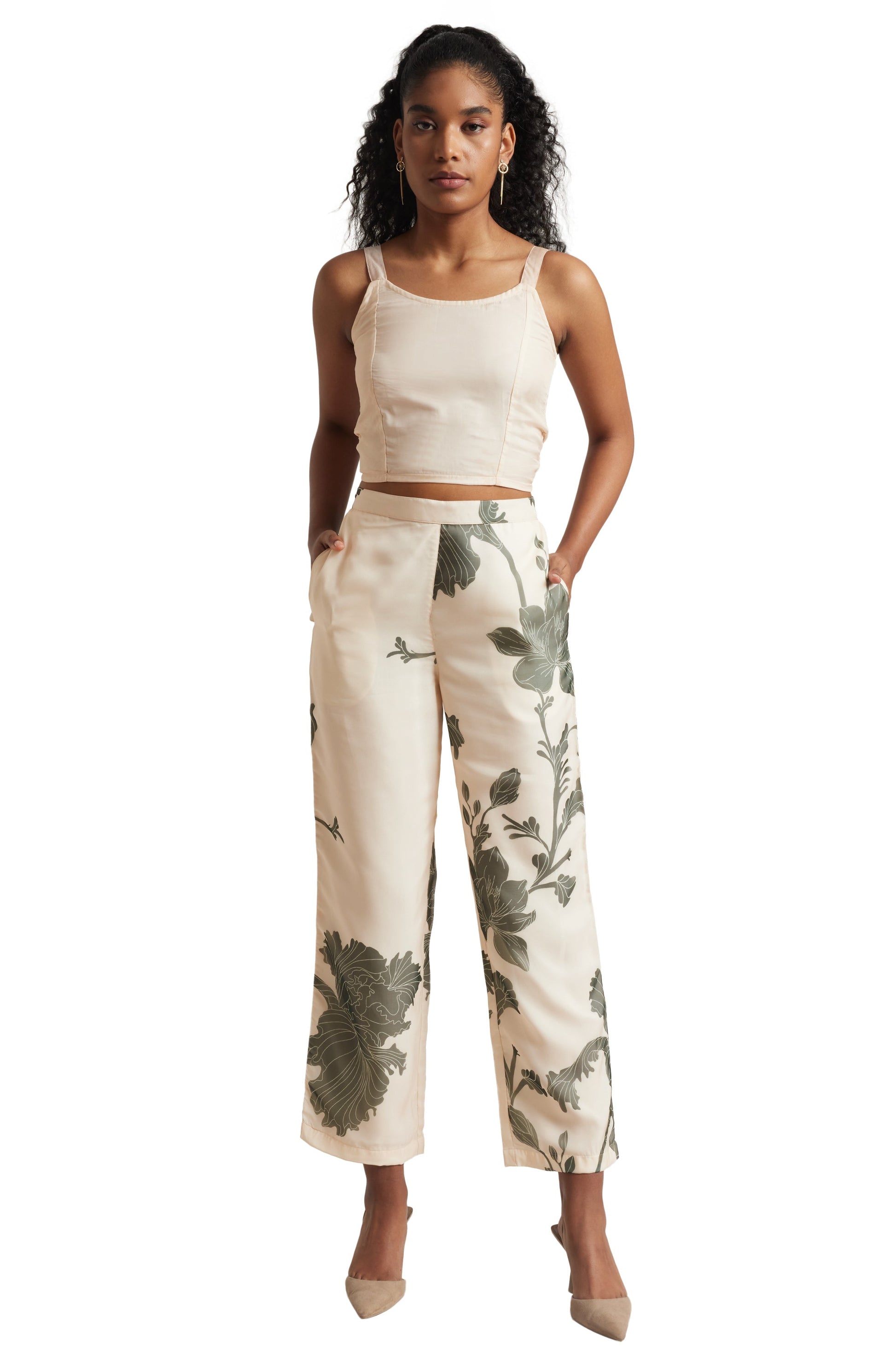 Zaccai Women's Cream Organza Floral Co-ord Set 
