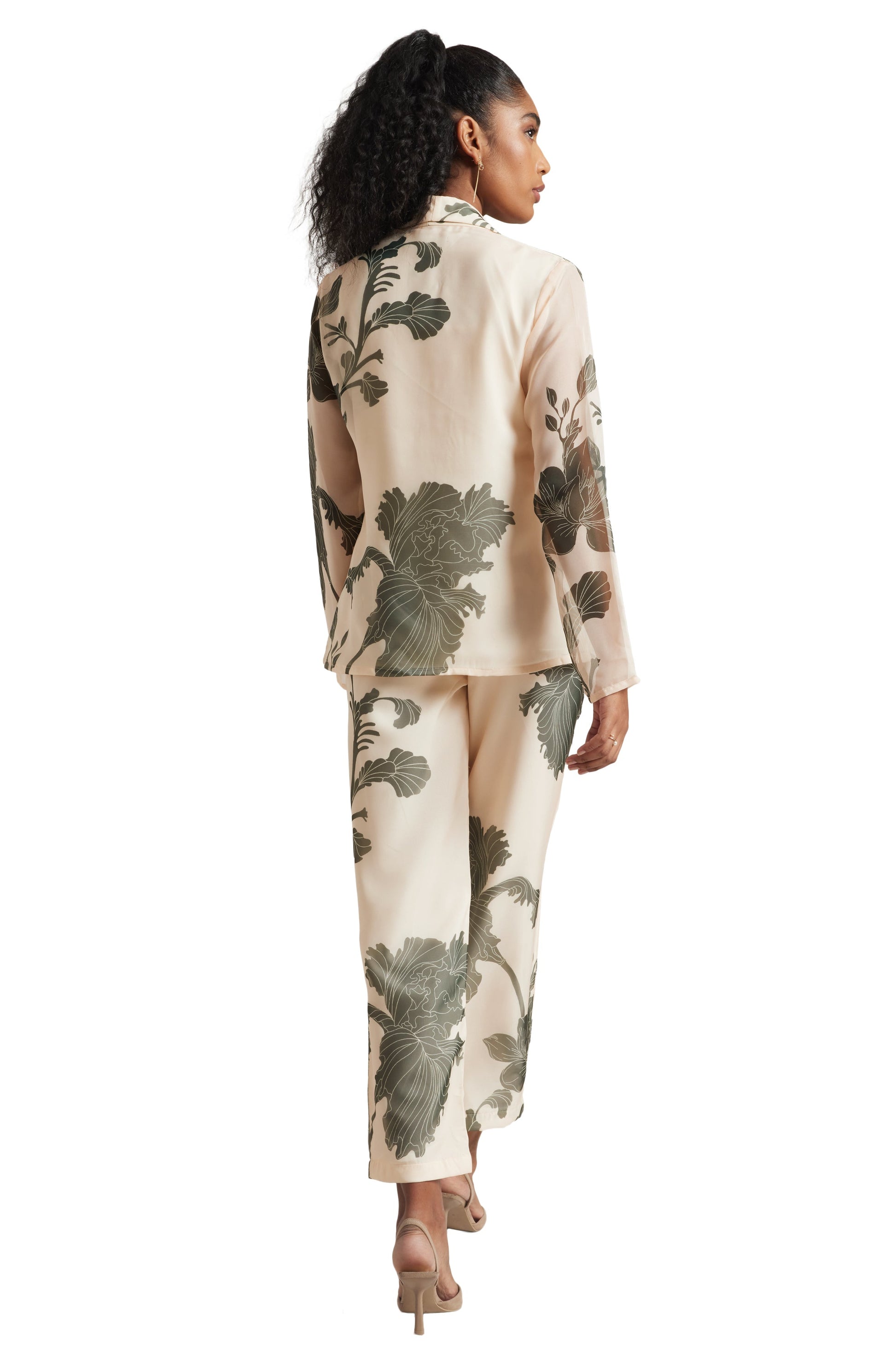 Zaccai Women's Cream Organza Floral Co-ord Set 
