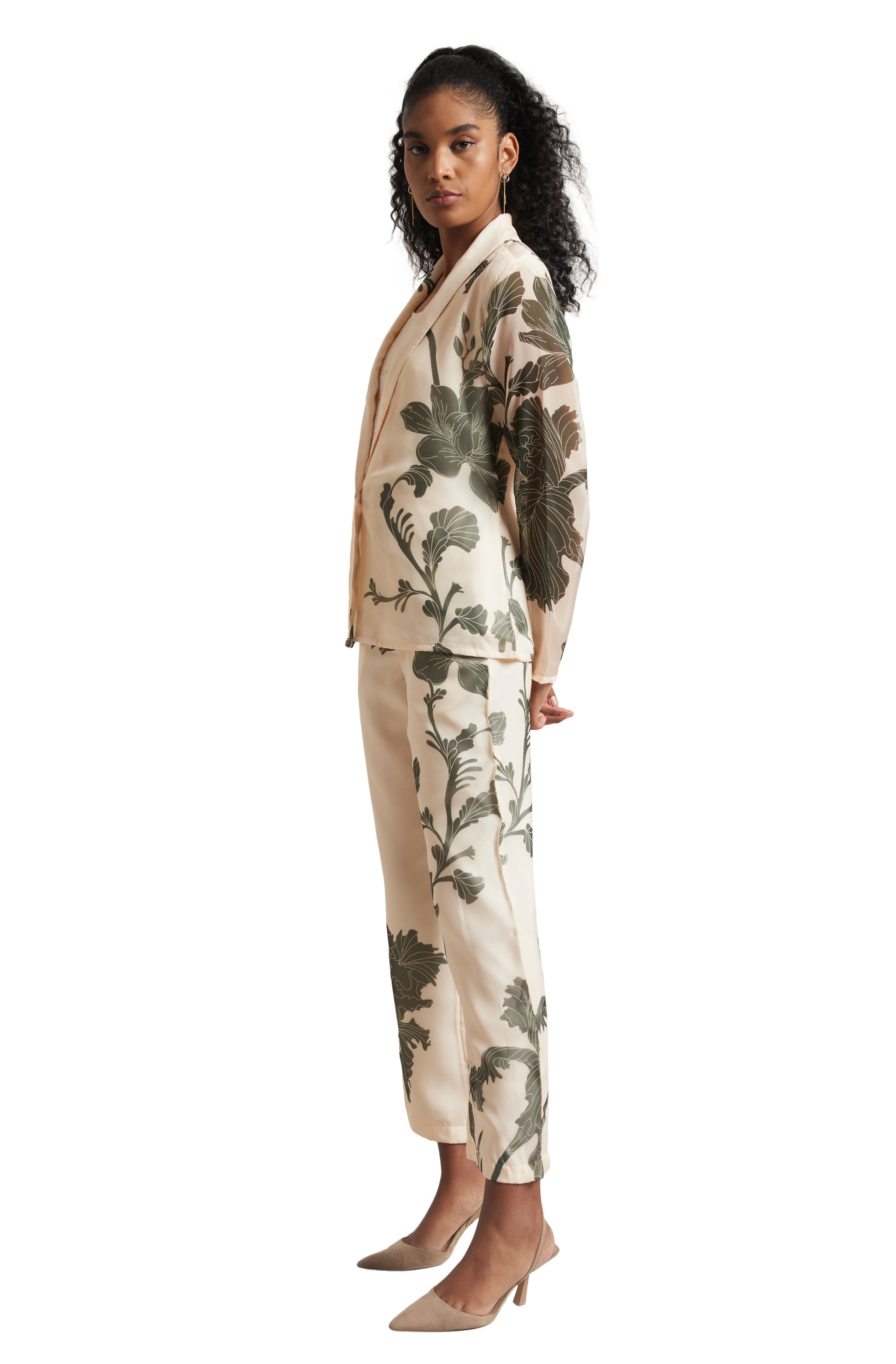 Zaccai Women's Cream Organza Floral Co-ord Set 
