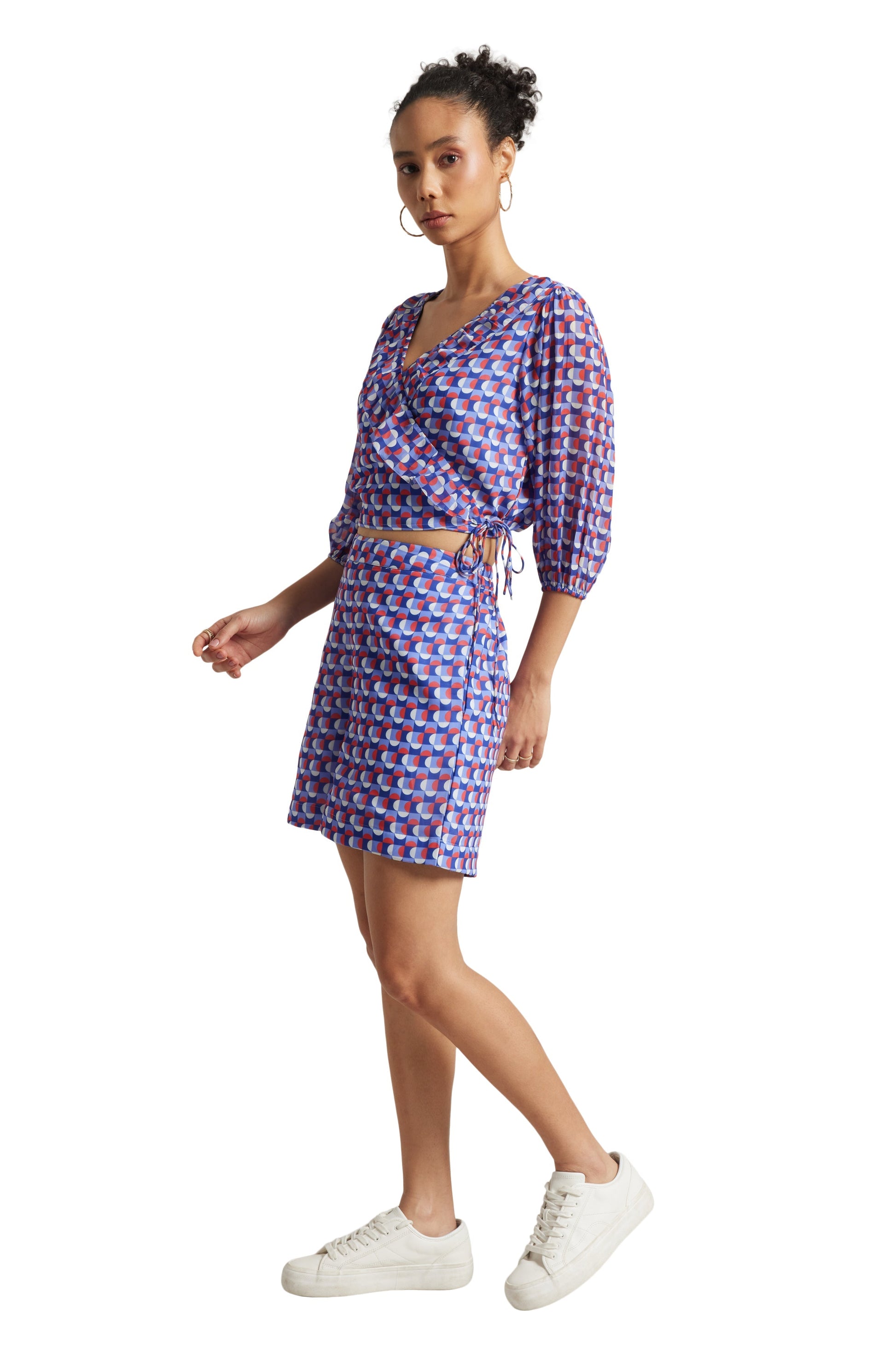 Zaccai Women's Purple Georgette Geometric Co-ord Set 