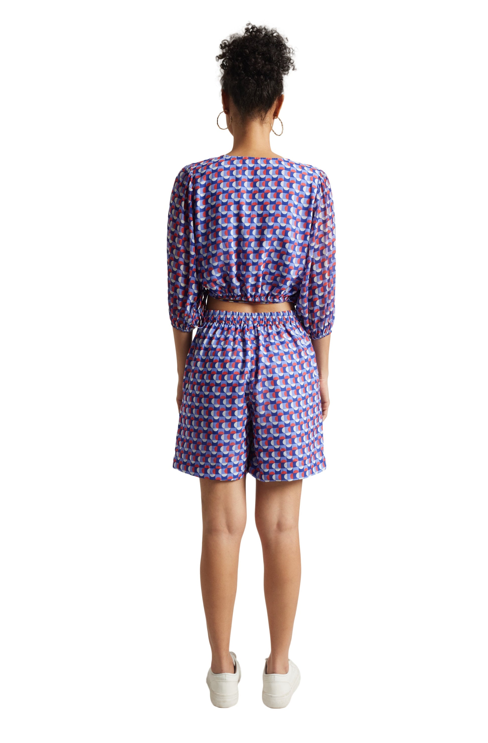 Zaccai Women's Purple Georgette Geometric Co-ord Set 