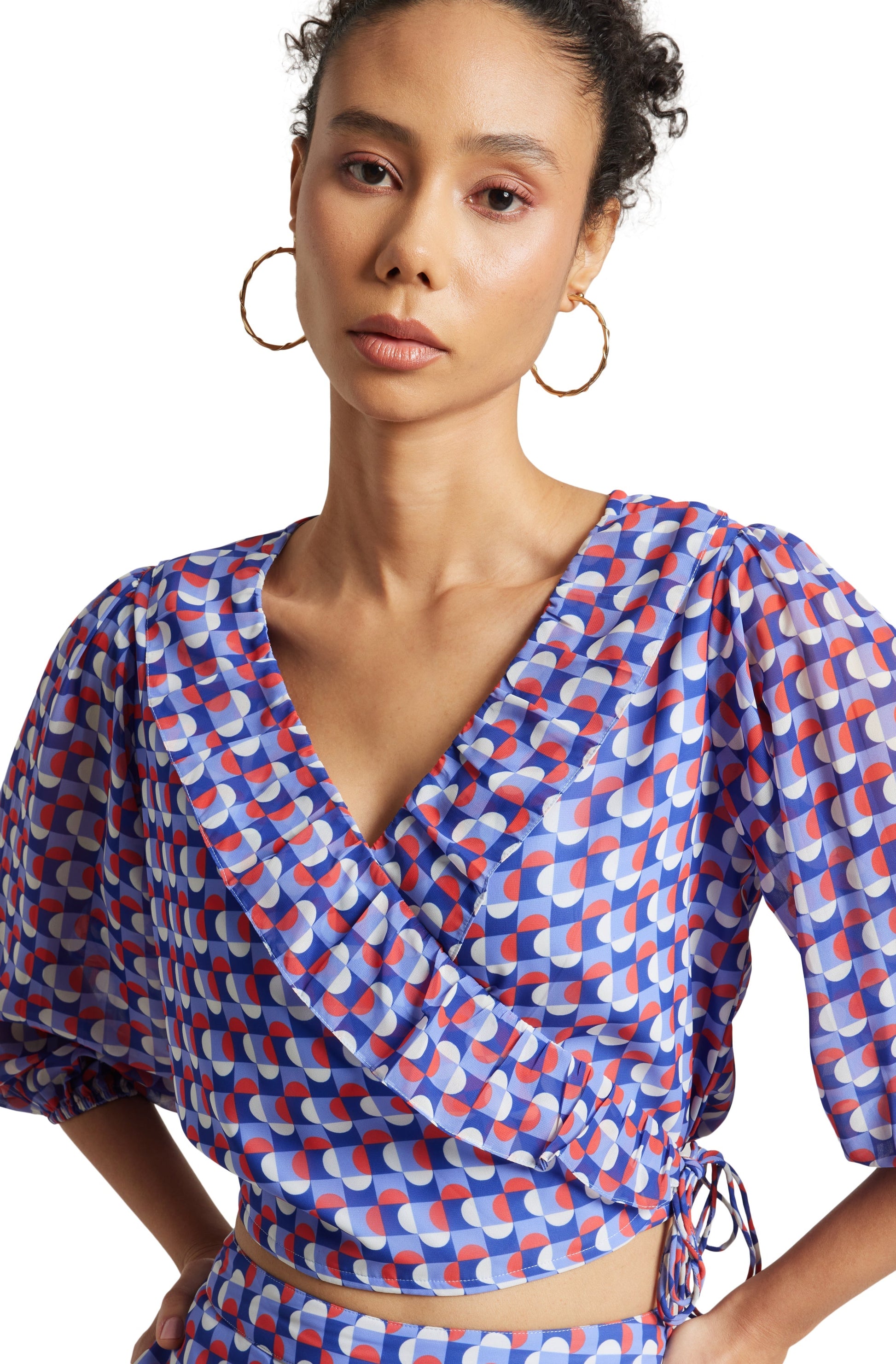 Zaccai Women's Purple Georgette Geometric Co-ord Set 