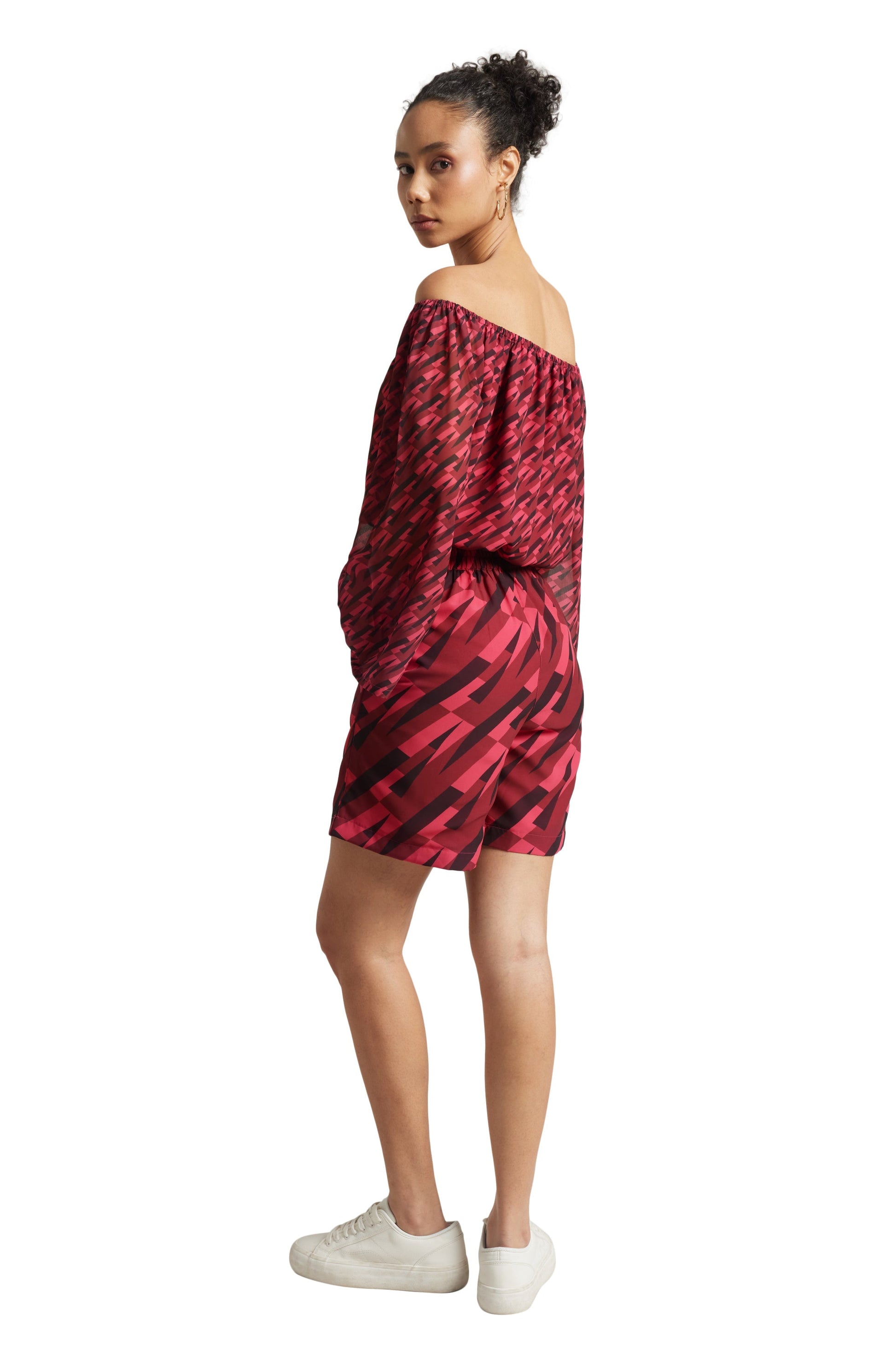 Zaccai Women's Pink Georgette Geometric Co-ord Set 