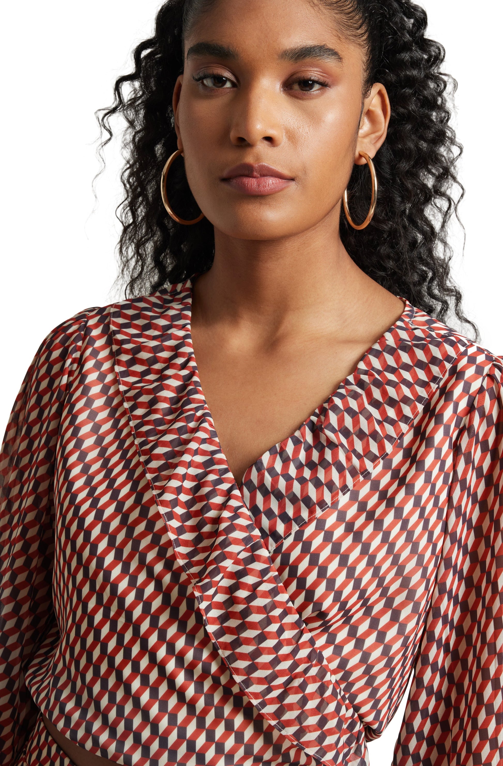 Zaccai Women's Brown Georgette Geometric Co-ord Set 