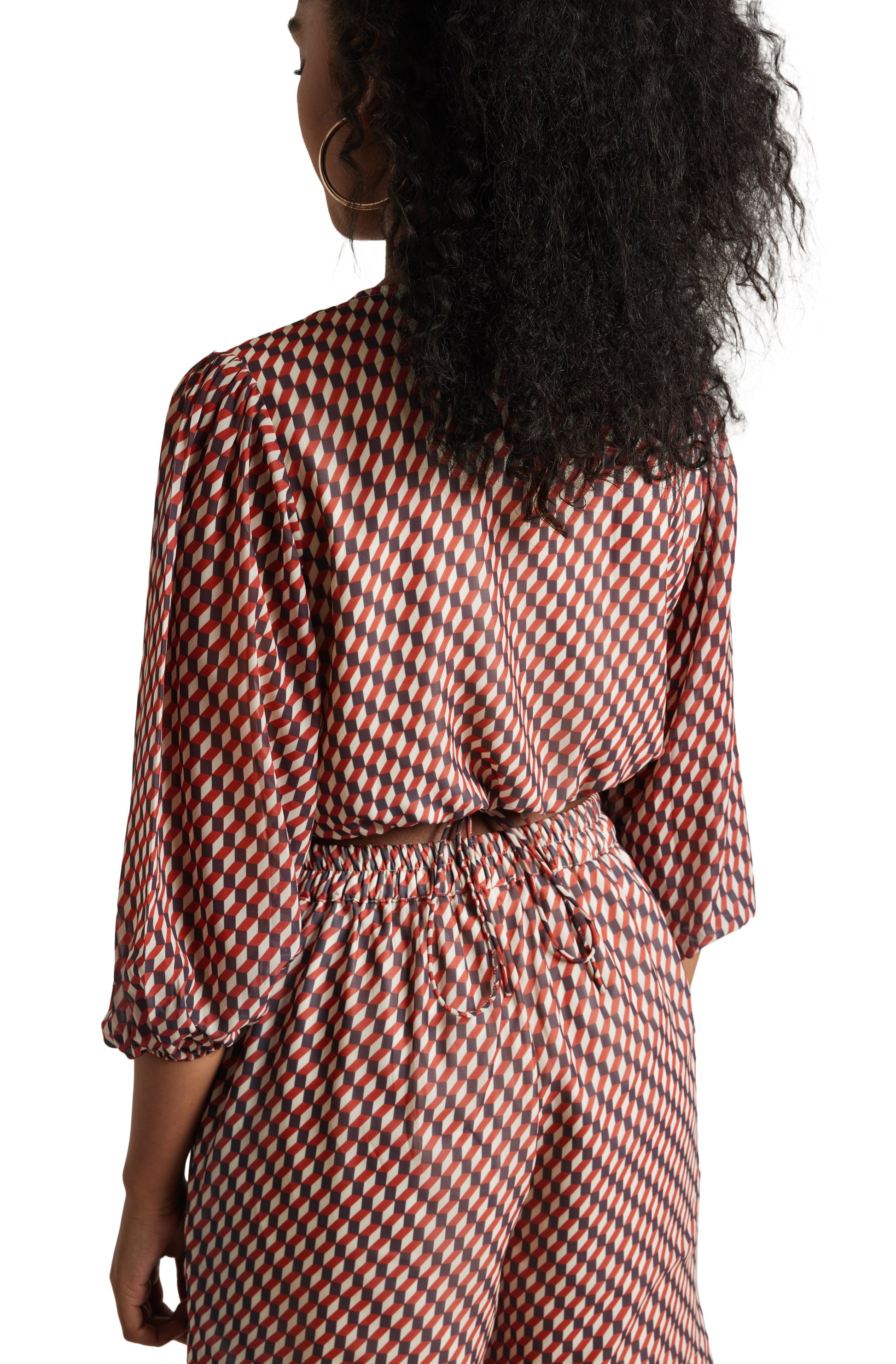 Zaccai Women's Brown Georgette Geometric Co-ord Set 