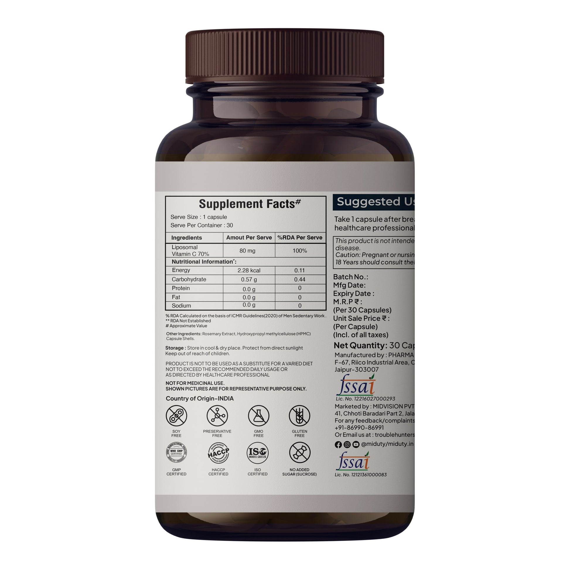 Miduty Liposomal Vitamin C - Immunity Booster Capsules 
