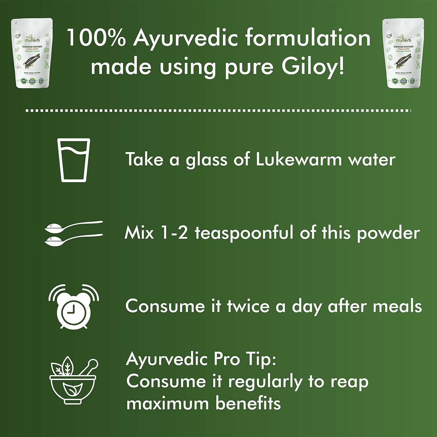 Myherb Natural Organic Guduchi Powder/Giloy Powder 