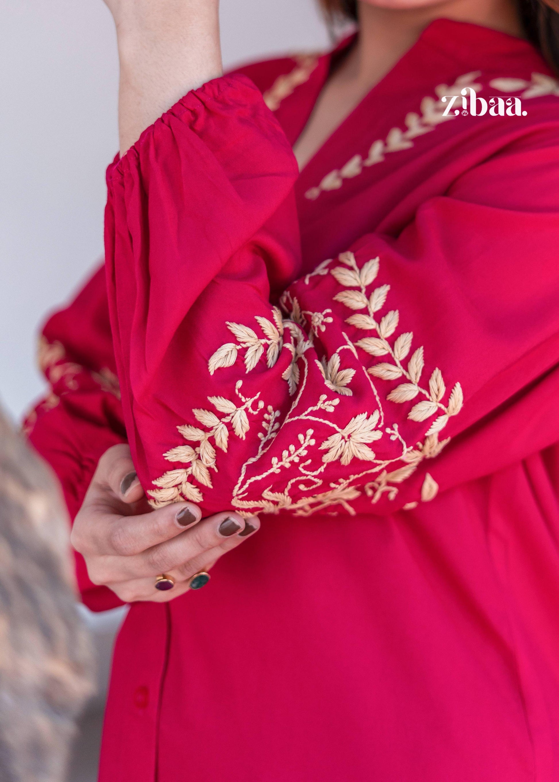 Zibaa Hot Pink Luxury Rayon Chikankari Top  Grab2Buy Zibaa Grab2Buy