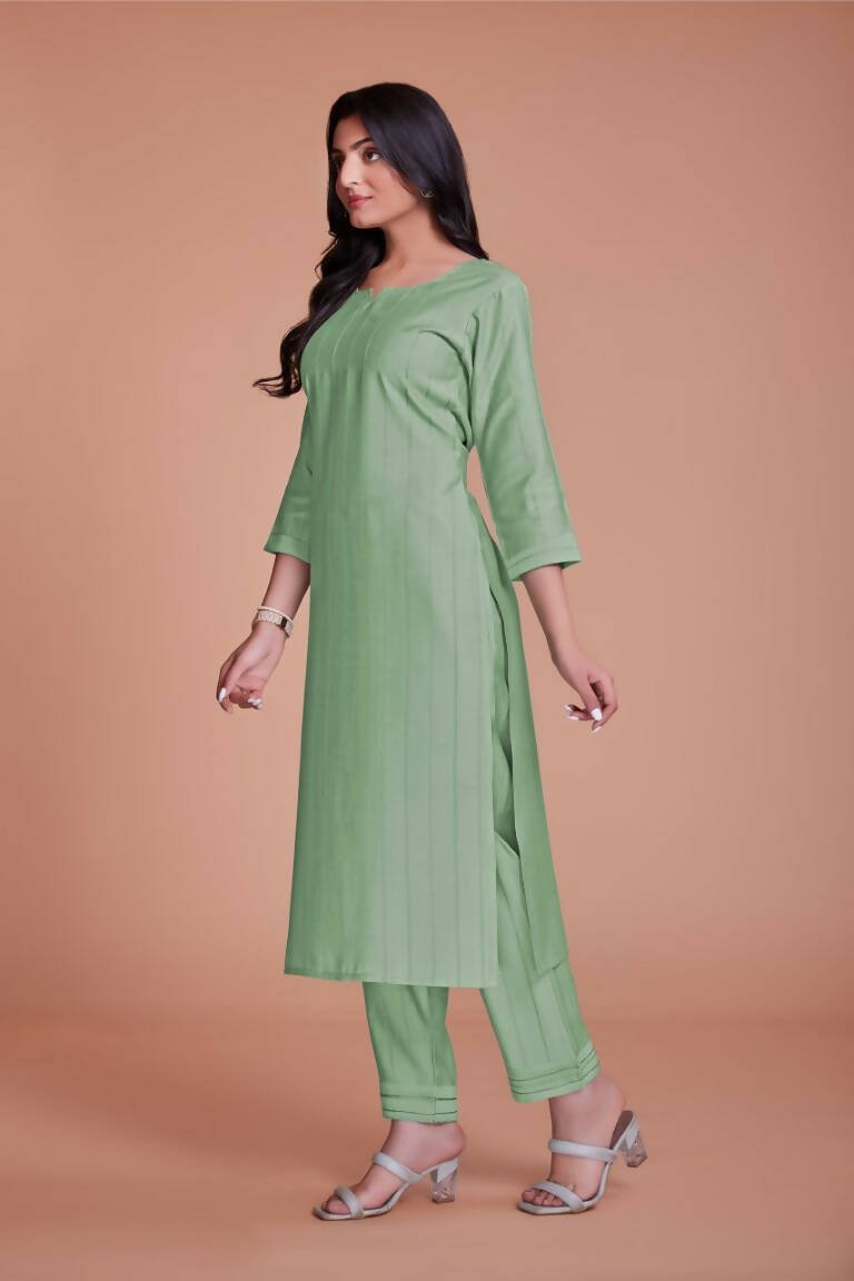 Aastha Fashion Women's Pista Green Viscose Solid Kurti with Bottom - Grab2buy