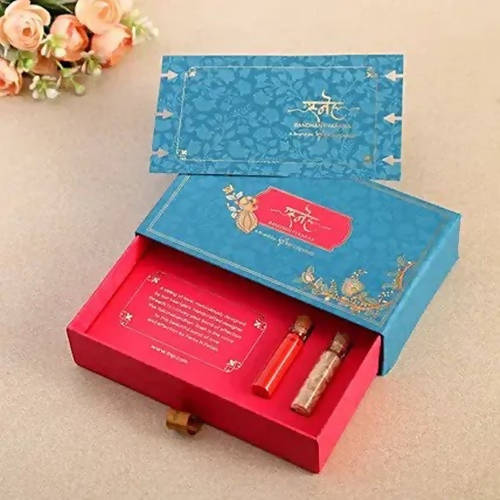 Premium Beads Ethnic Rakhi Set & Kaju Rolls Box