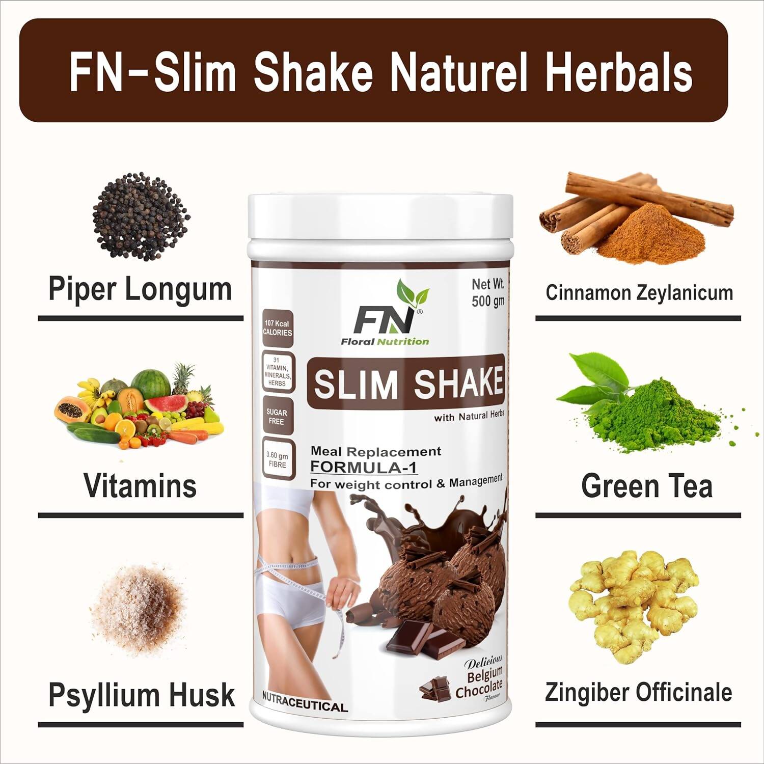 Floral Nutrition Slim Shake Belgium Chocolate Flavor 