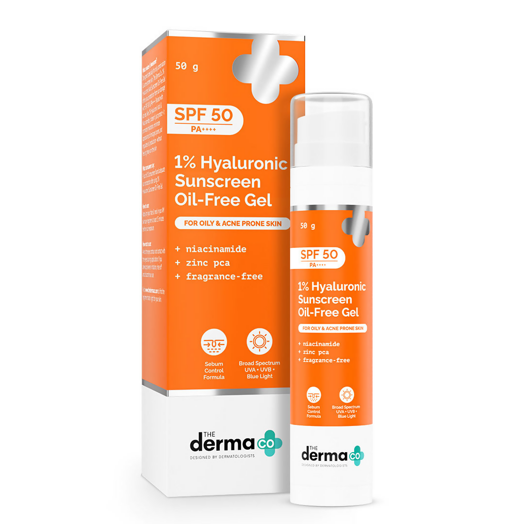 The derma co 1% Hyaluronic sunscreen oil free gel with SPF 50 & PA++++  Grab2Buy The Derma Co Grab2Buy