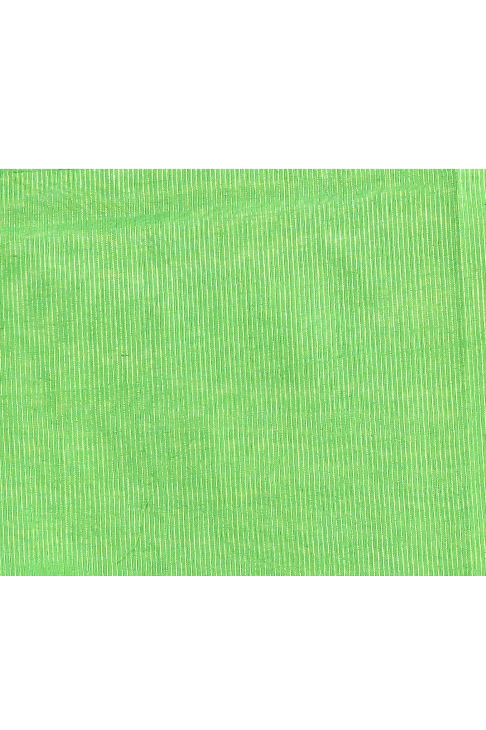 Piyari Fashion Women's Green Embellished Cotton Blend Zari Check Handloom Saree