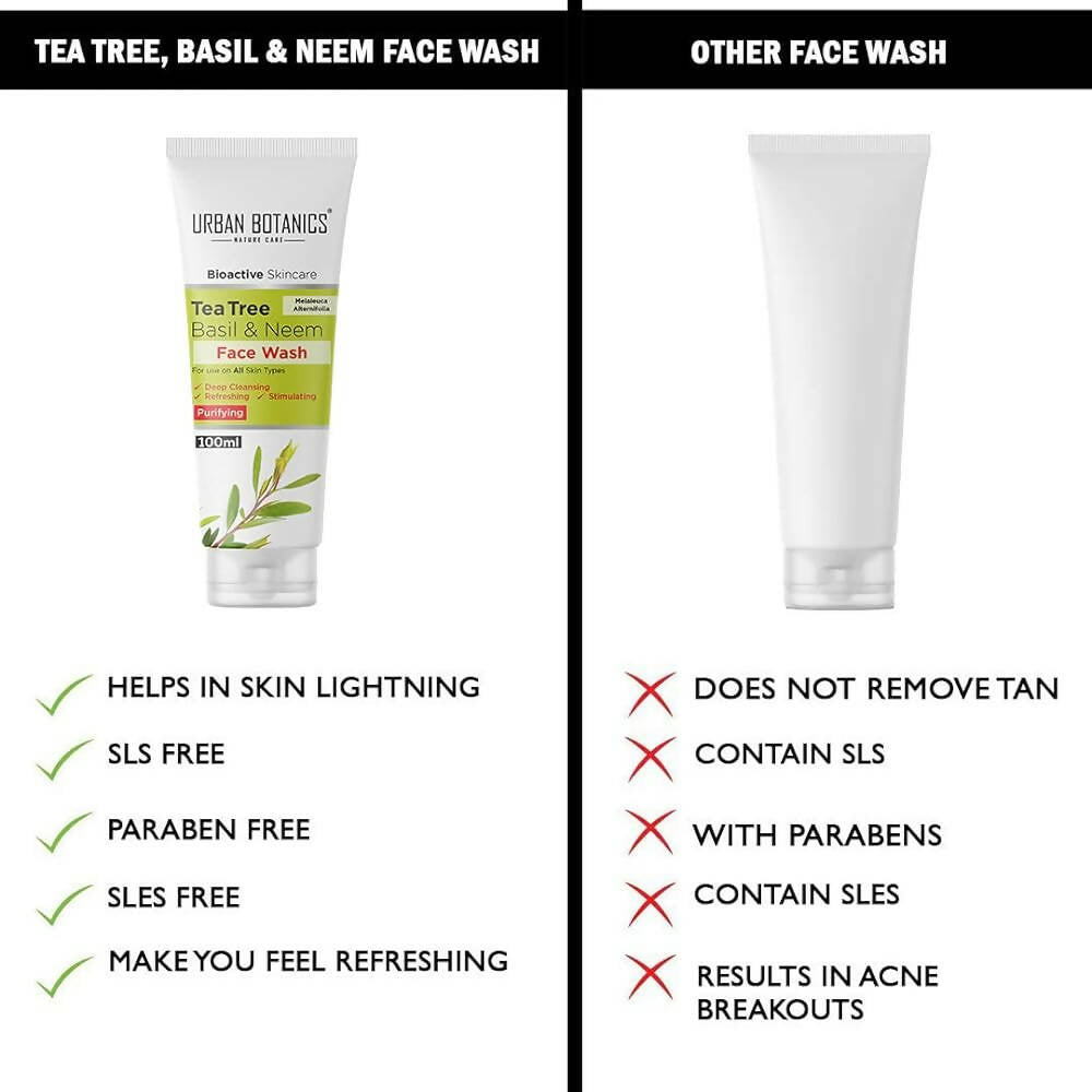 Urban Botanics Tea Tree, Basil & Purifying Neem Face Wash 