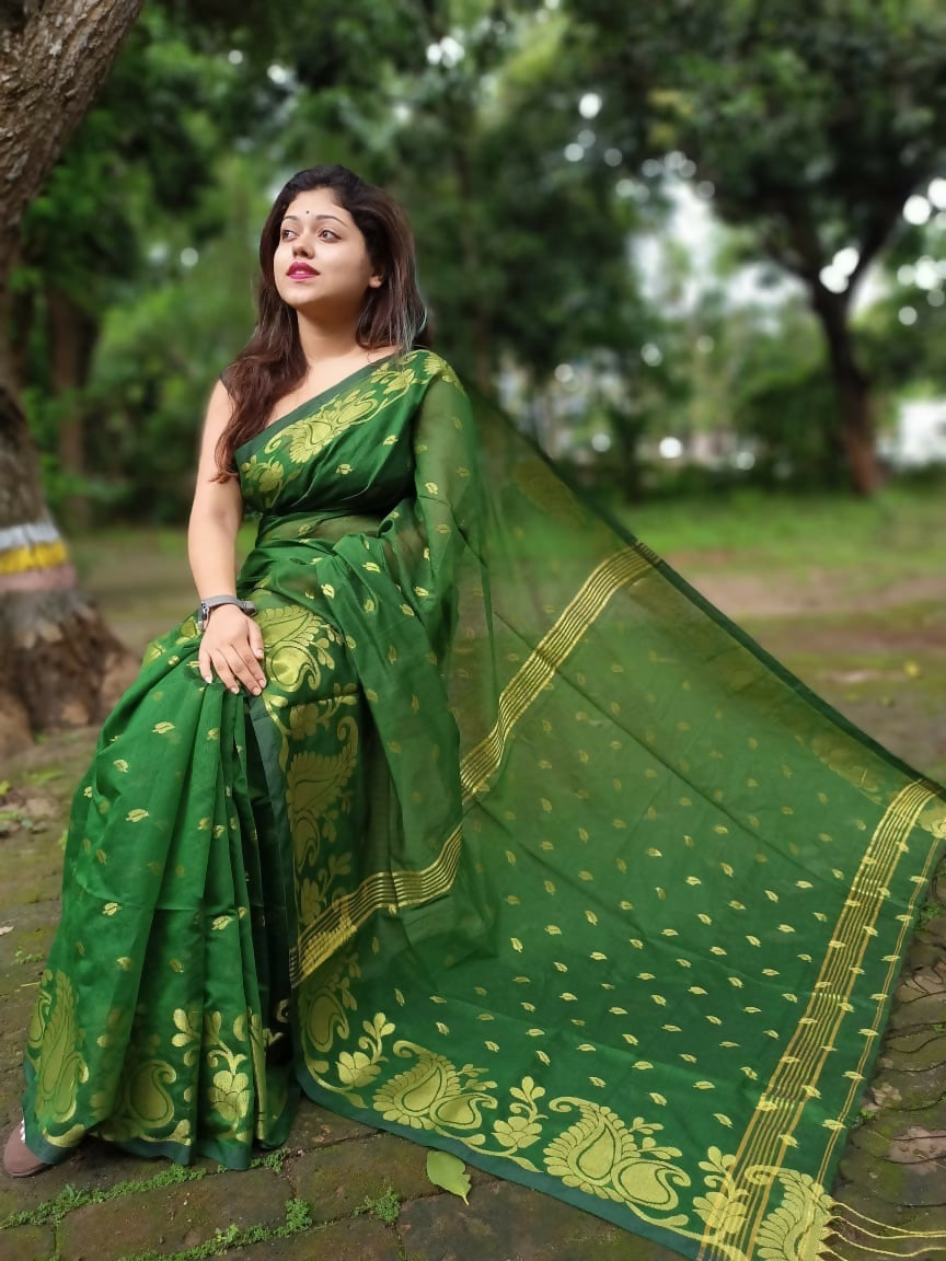 Exclusive Collection Green Beautiful Cotton Silk Grab2Buy 